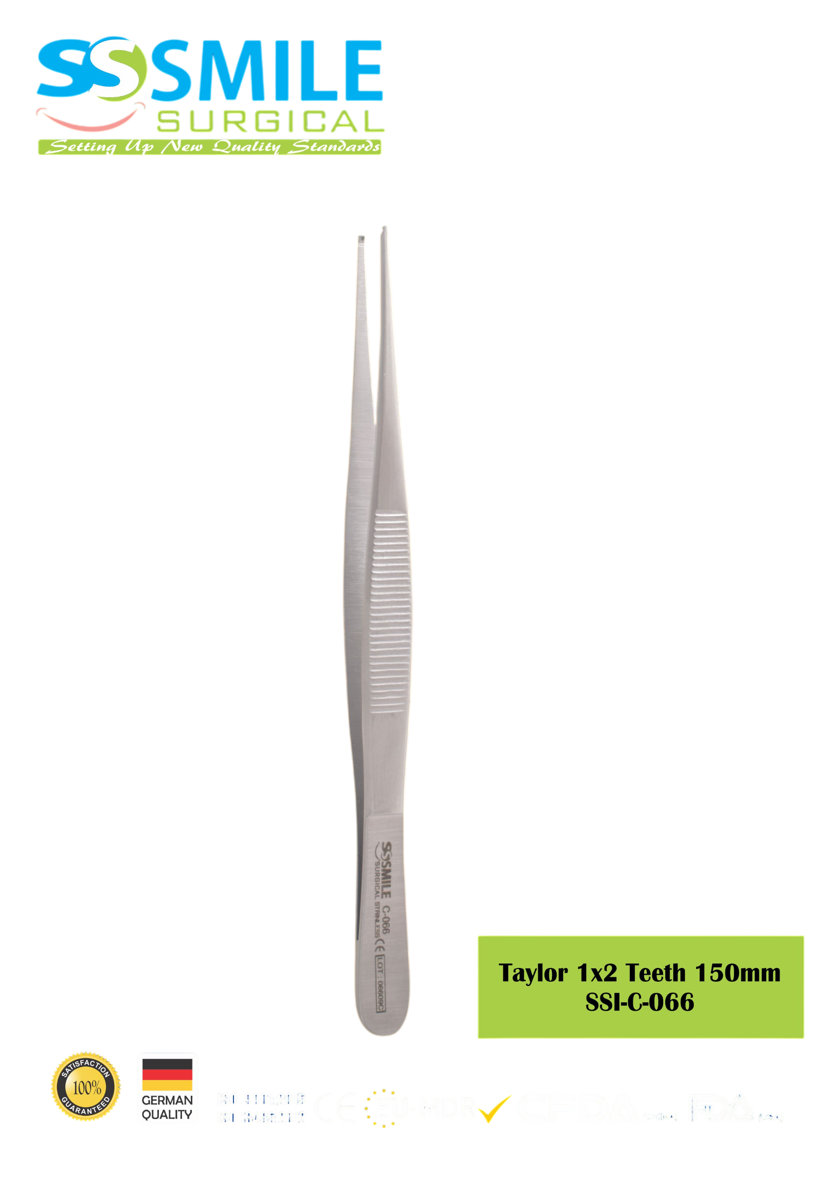 ASİDENTSMILE SURGICALSSI-C-066SMILE SURGICAL SSI-C-066 TAYLOR (DOKU PENSİ) (1X2 DİŞLİ) 150MM