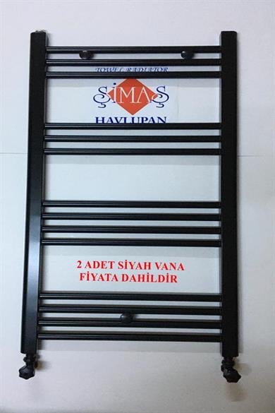 500x1000 Black Towel Warmer + 2 Pieces Black Valve