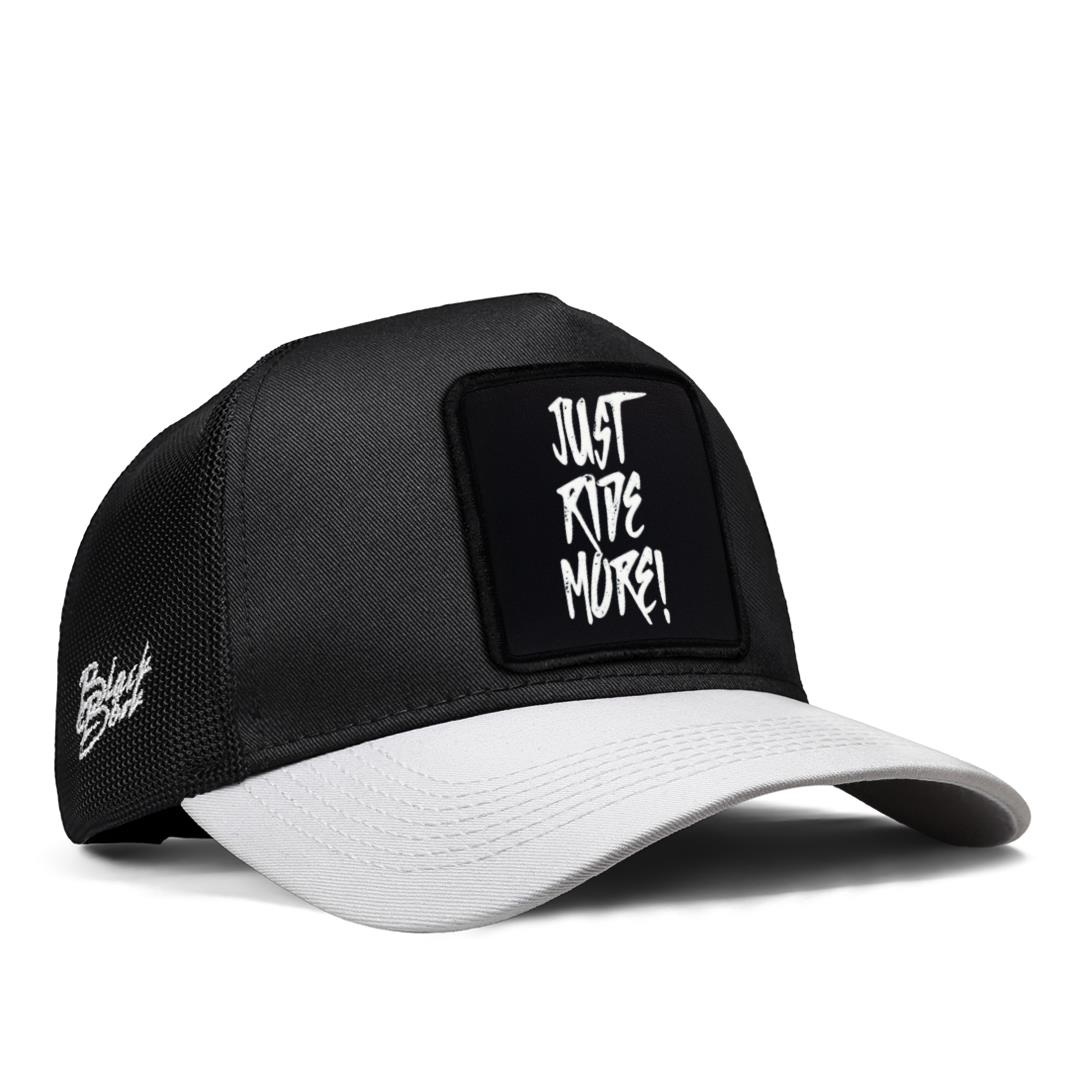 Just Ride More Beyaz Siperli Siyah Trucker Şapka + Bench