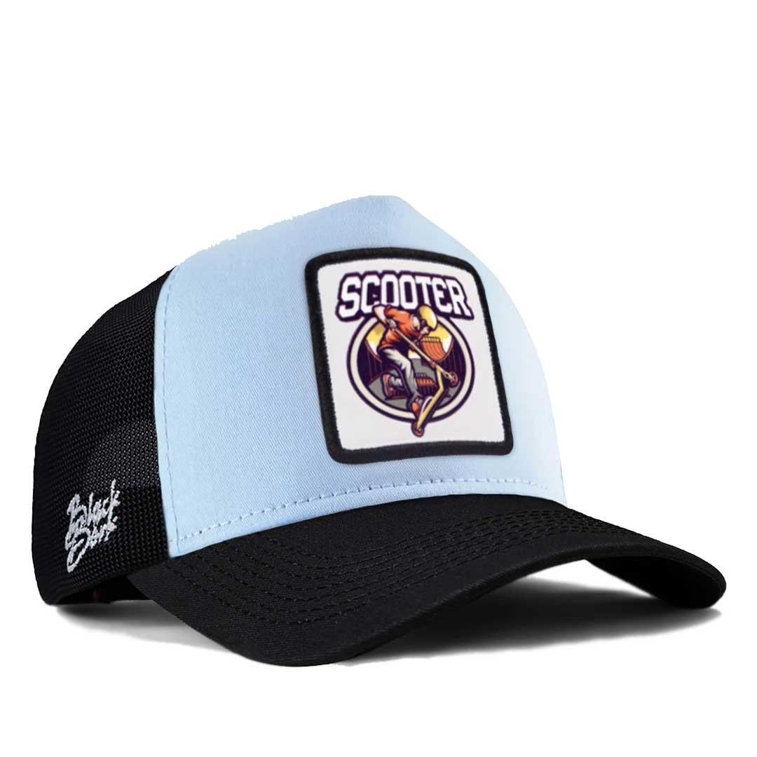 Akrobasi Scooter Siyah Siperli Buz Mavisi Siyah Trucker Şapka + Bench