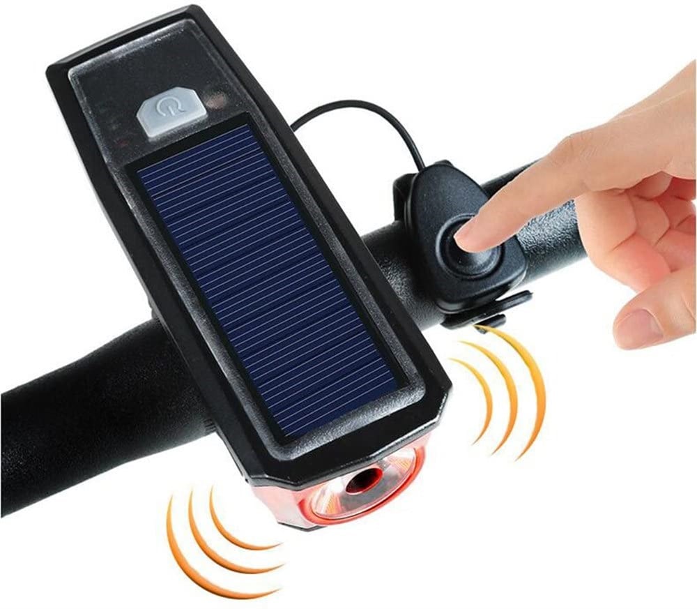 Güneş Panelli Gidon Işık ve Korna Seti | USB Şarj Edilebilir