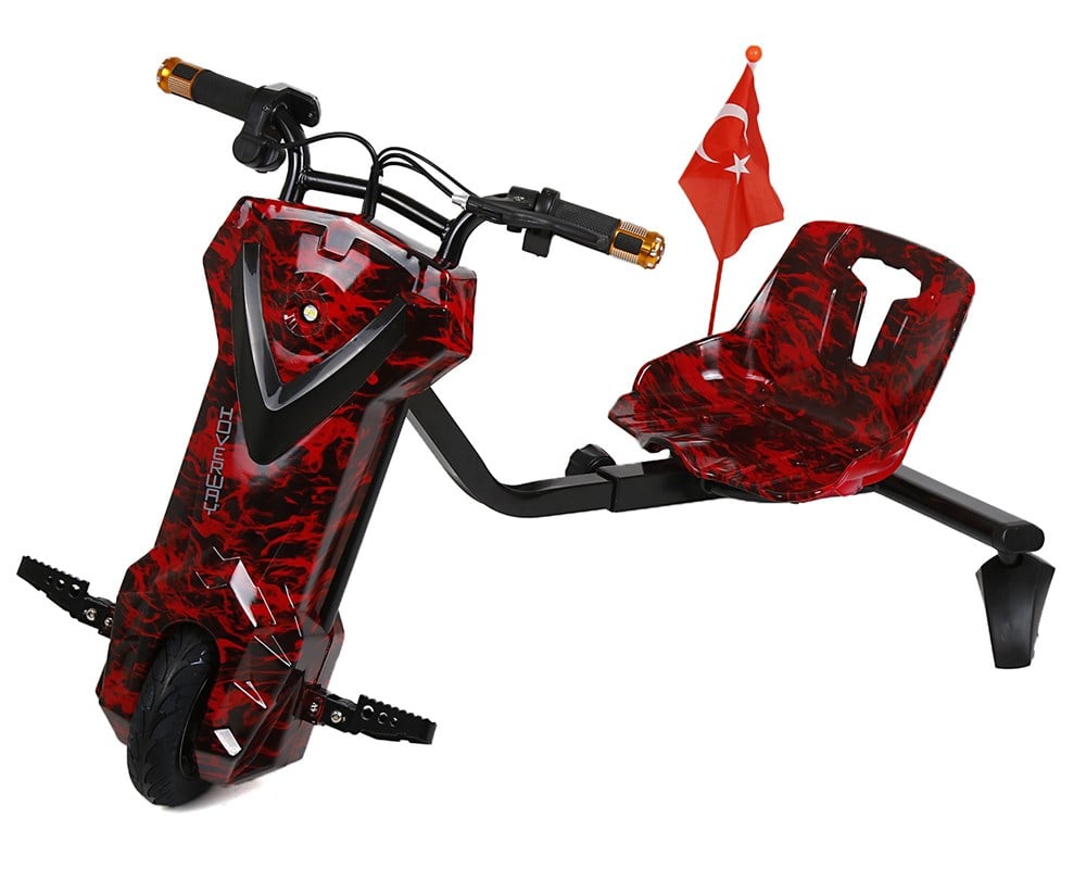 Howerway Drift Scooter Car - Siyah Kırmızı Alev Tasarım