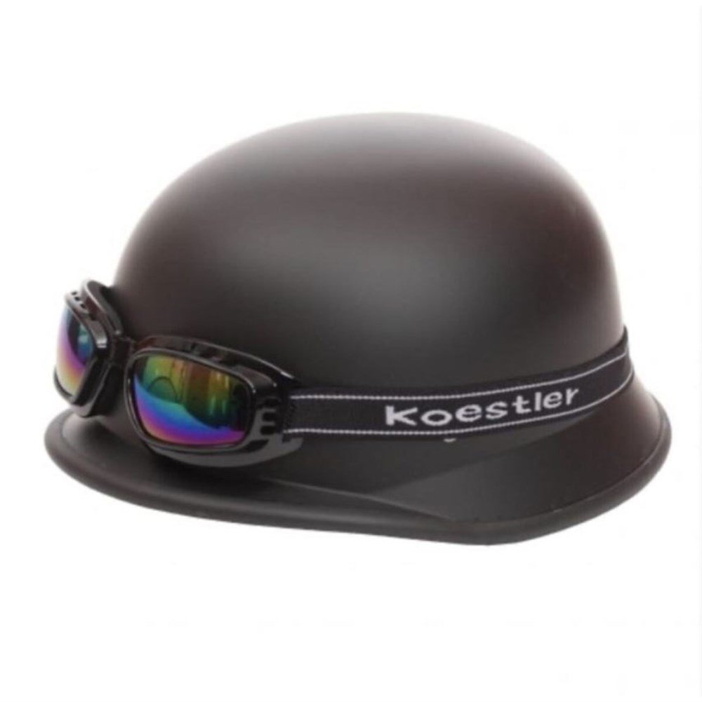 Nazi Motosiklet ve Scooter Kaskı (Gözlük Hediyeli) Mat Siyah Aksesuar