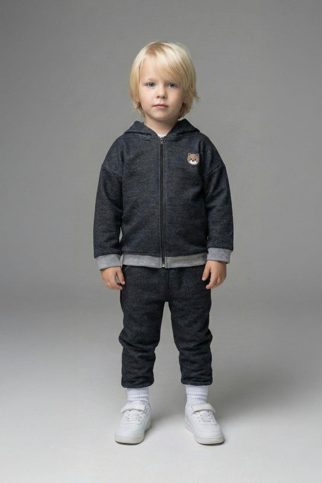 Erkek Çocuk Hamster Nakışlı 3 İplik Kot Görünümlü Alt Üst Takım