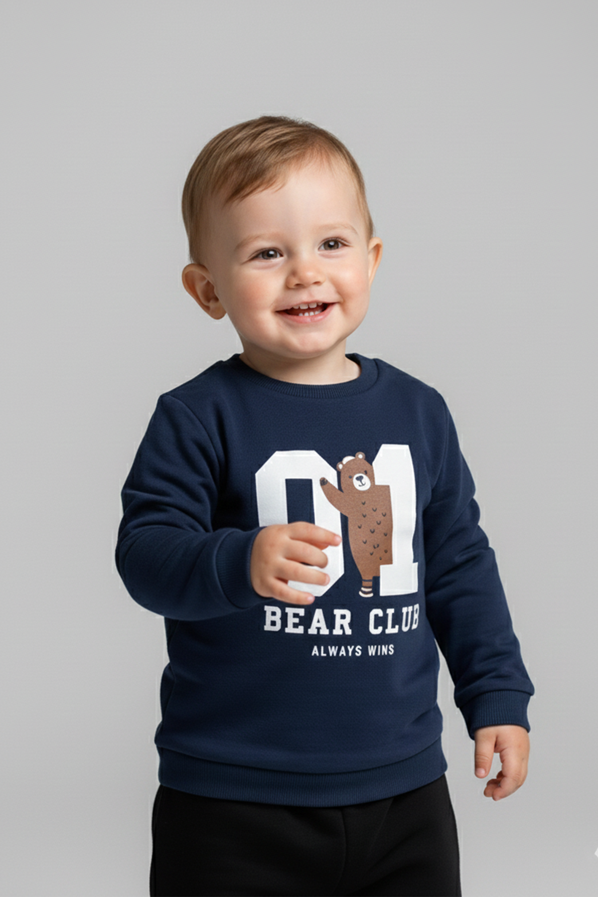 Erkek Çocuk Bear Club Baskılı Rahat Kalıp Sweatshirt (5 yaş)