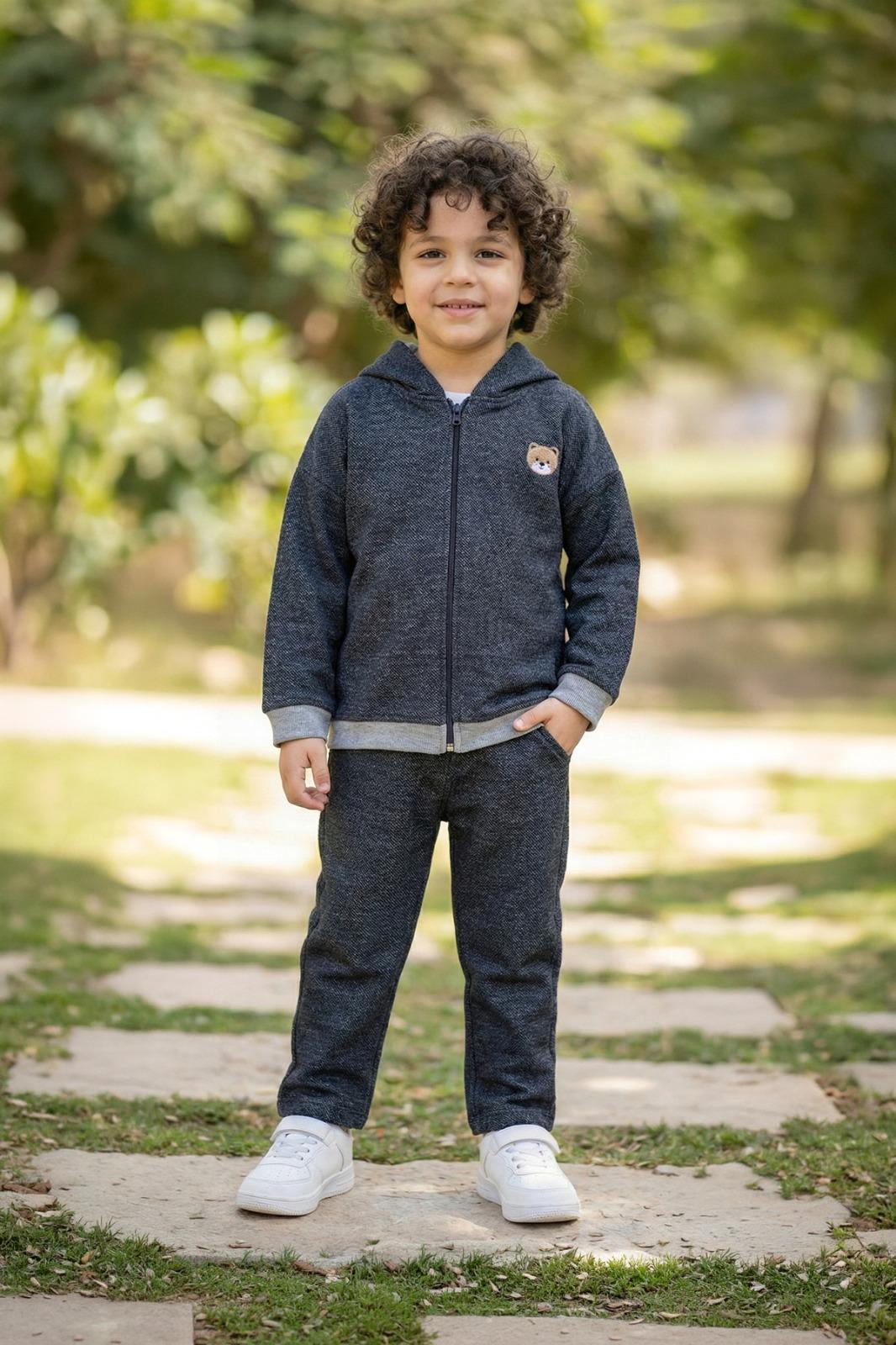 Erkek Çocuk Kot Görünüm 3 iplik   Hamster Nakışlı Alt Üst Takım (3-4 Yaş 8-9 Yaş)
