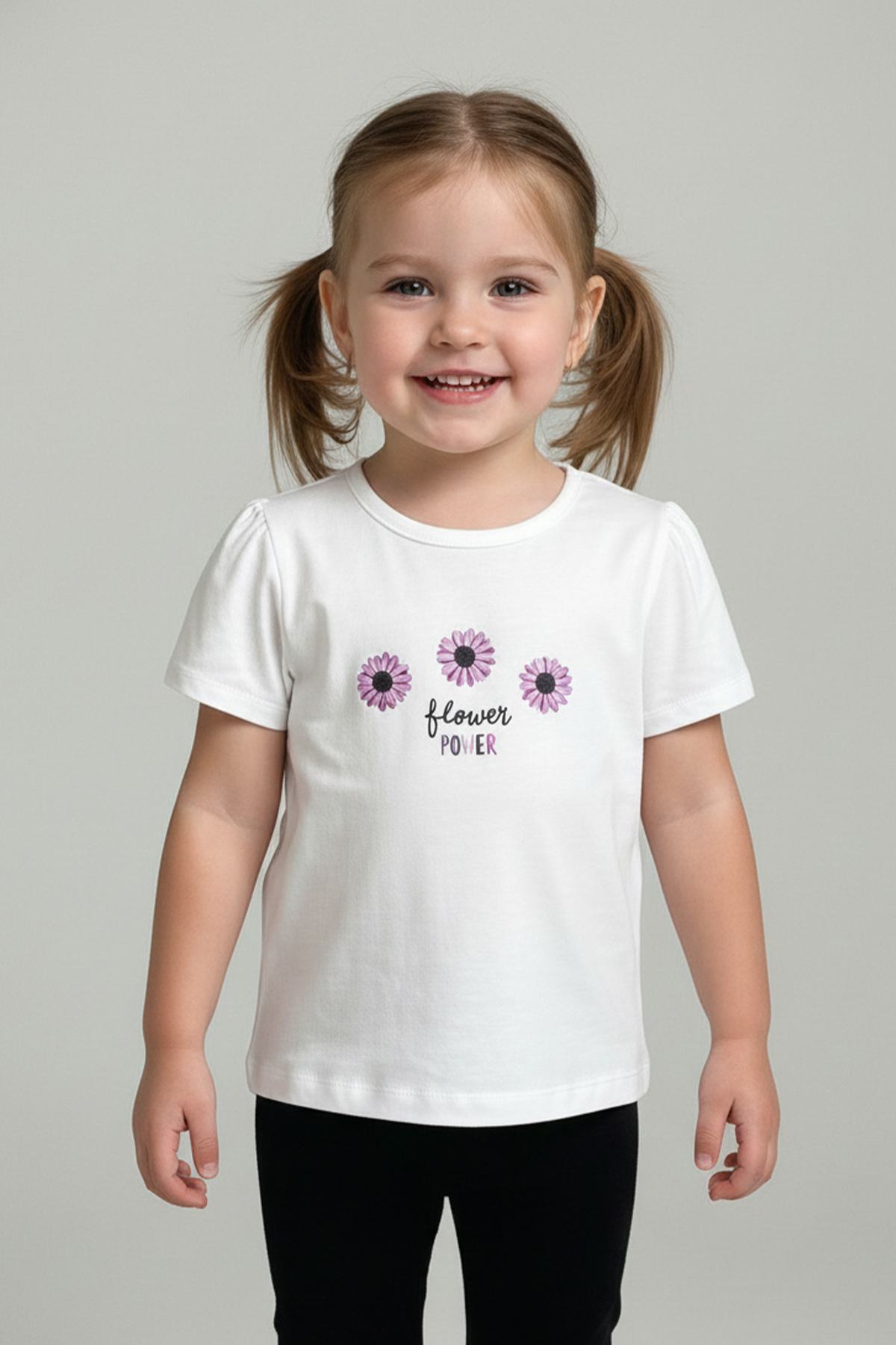 Kız Bebek %100 Pamuk Çiçek Baskılı Tişört (6 ay - 4 Yaş)