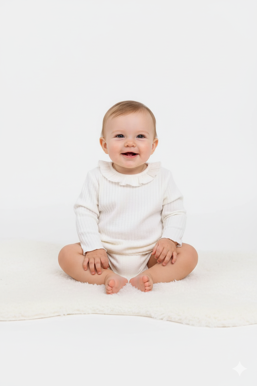 Kız bebek Bisiklet Yaka Pamuklu Sweatshirt (3 ay - 12 Ay)