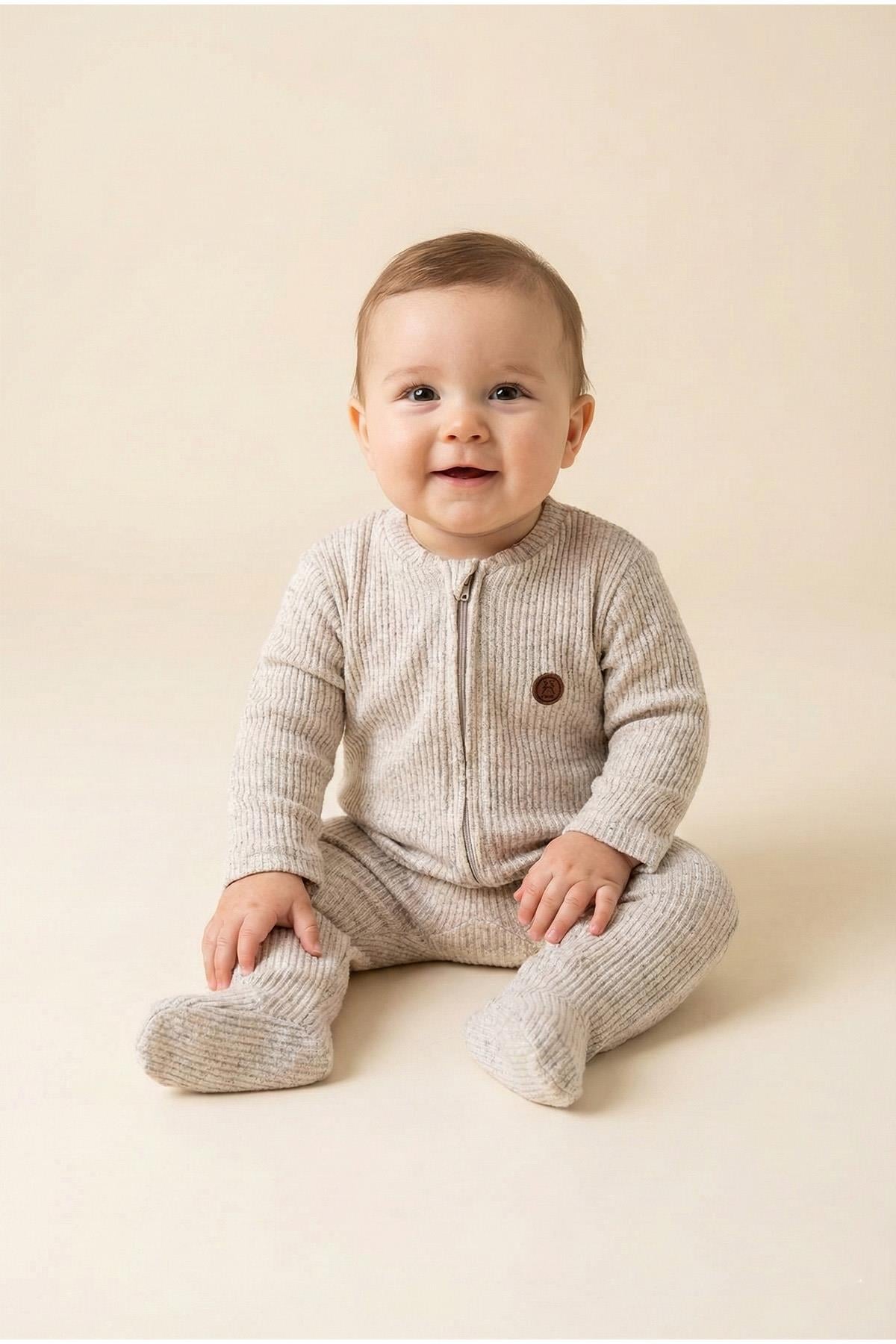 Unisex bebek Ayıcık Nakışlı Rahat kalıp Tulum (0 ay - 9  Ay)