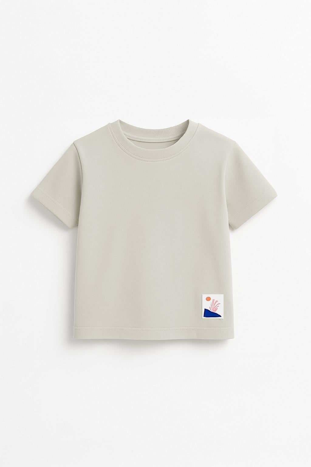 Unisex Çocuk %100 Pamuklu Basic Tişört - Bej (3-4 Yaş 8-9 Yaş)