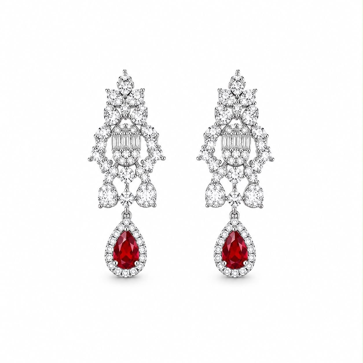 Kırmızı Taşlı Silver KÜPE