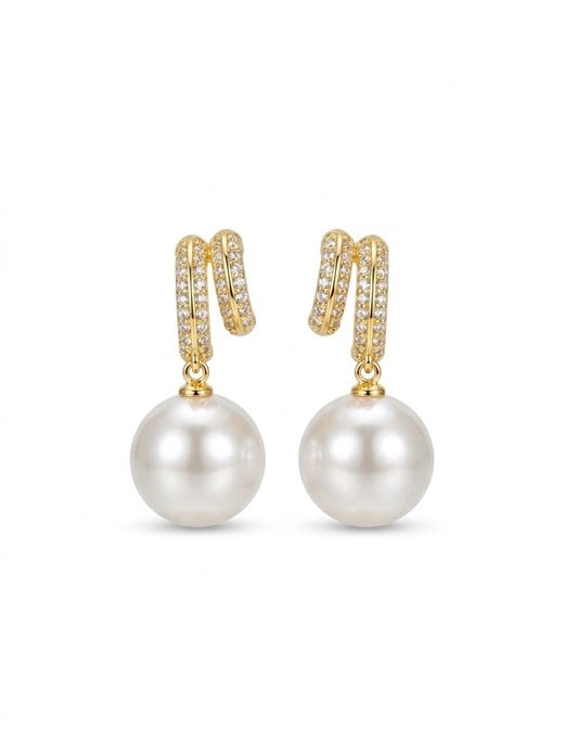 Twist Pearl Küpe  - Gold