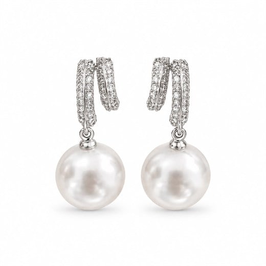 Twist Pearl Küpe  - Silver 