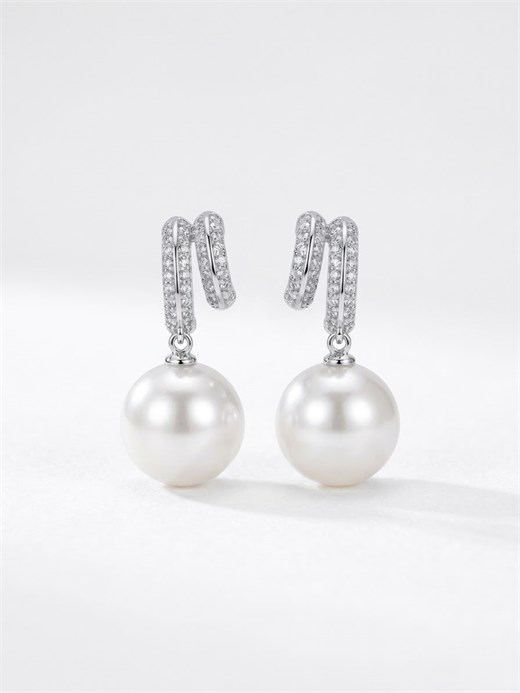 Twist Pearl Küpe  - Silver 