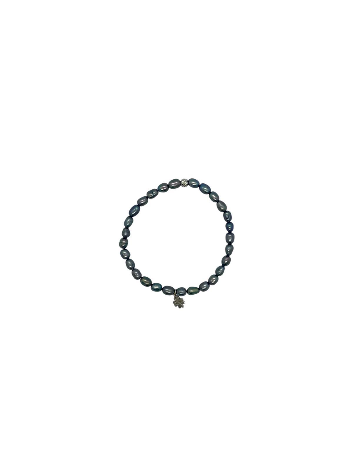 Altın Dorika Toplu Arpa İnci Bileklik Siyah