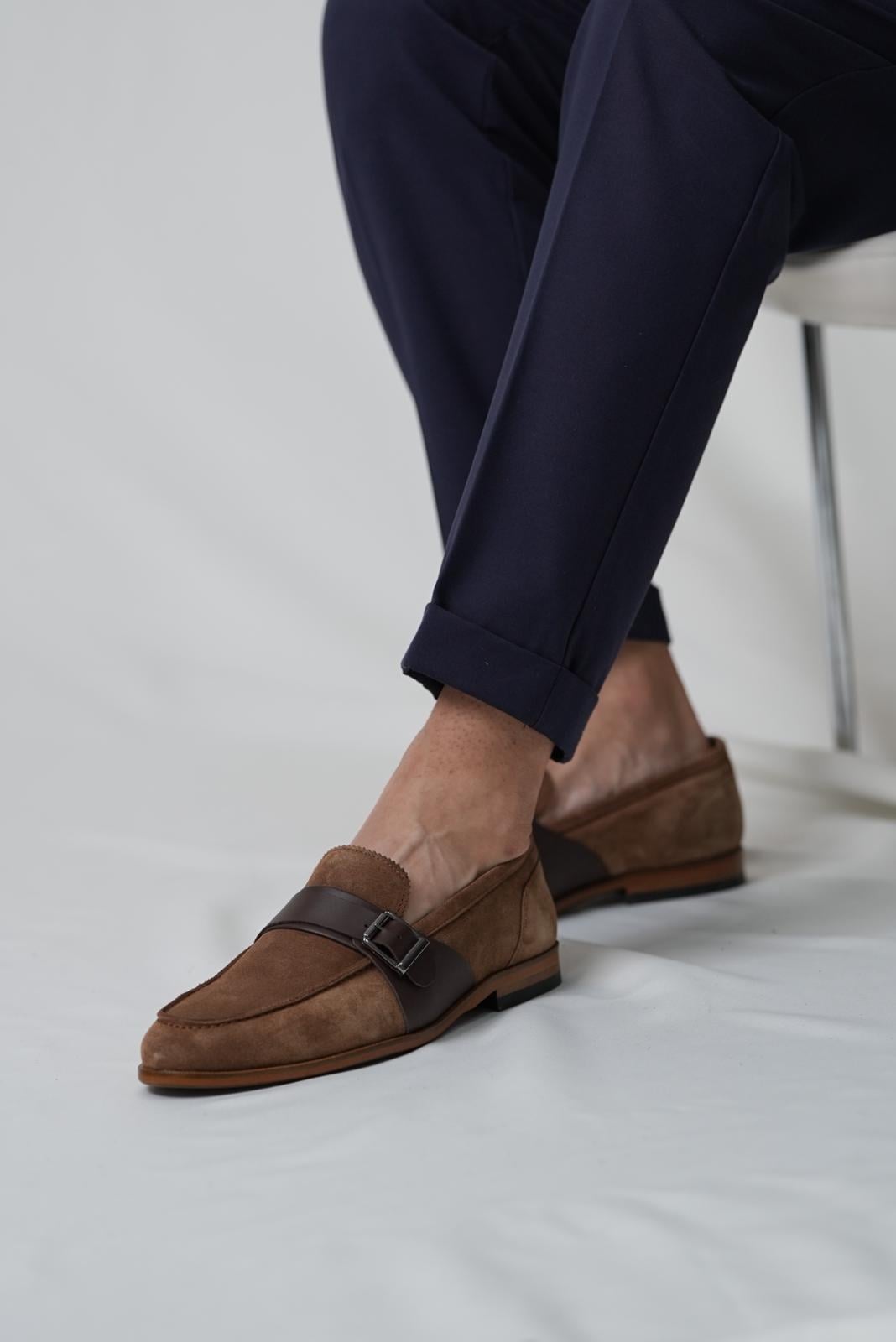 Chester Model Hakiki Deri El Yapımı Erkek Vizon Süet Loafer Ayakkabı