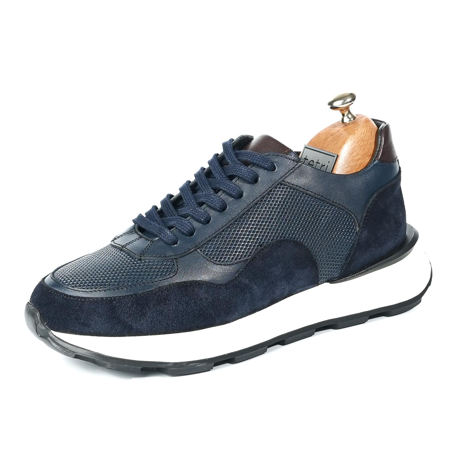 Edmond Model Hakiki Deri El Yapımı Erkek Lacivert Sneaker