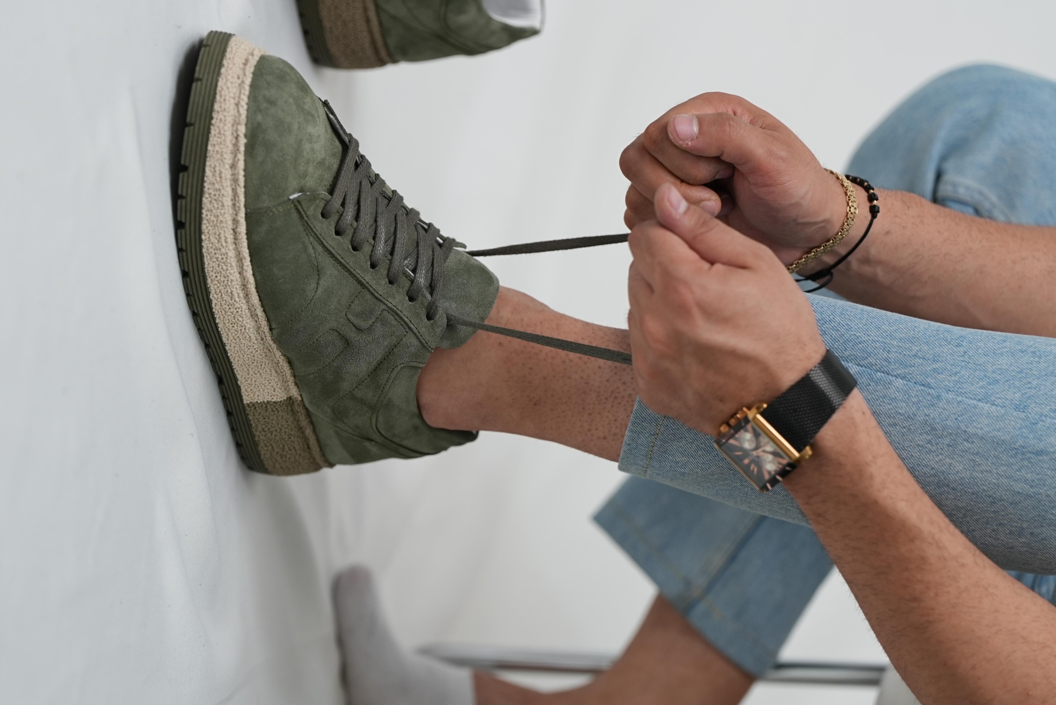Grant Model Hakiki Deri El Yapımı Erkek Yeşil Sneaker