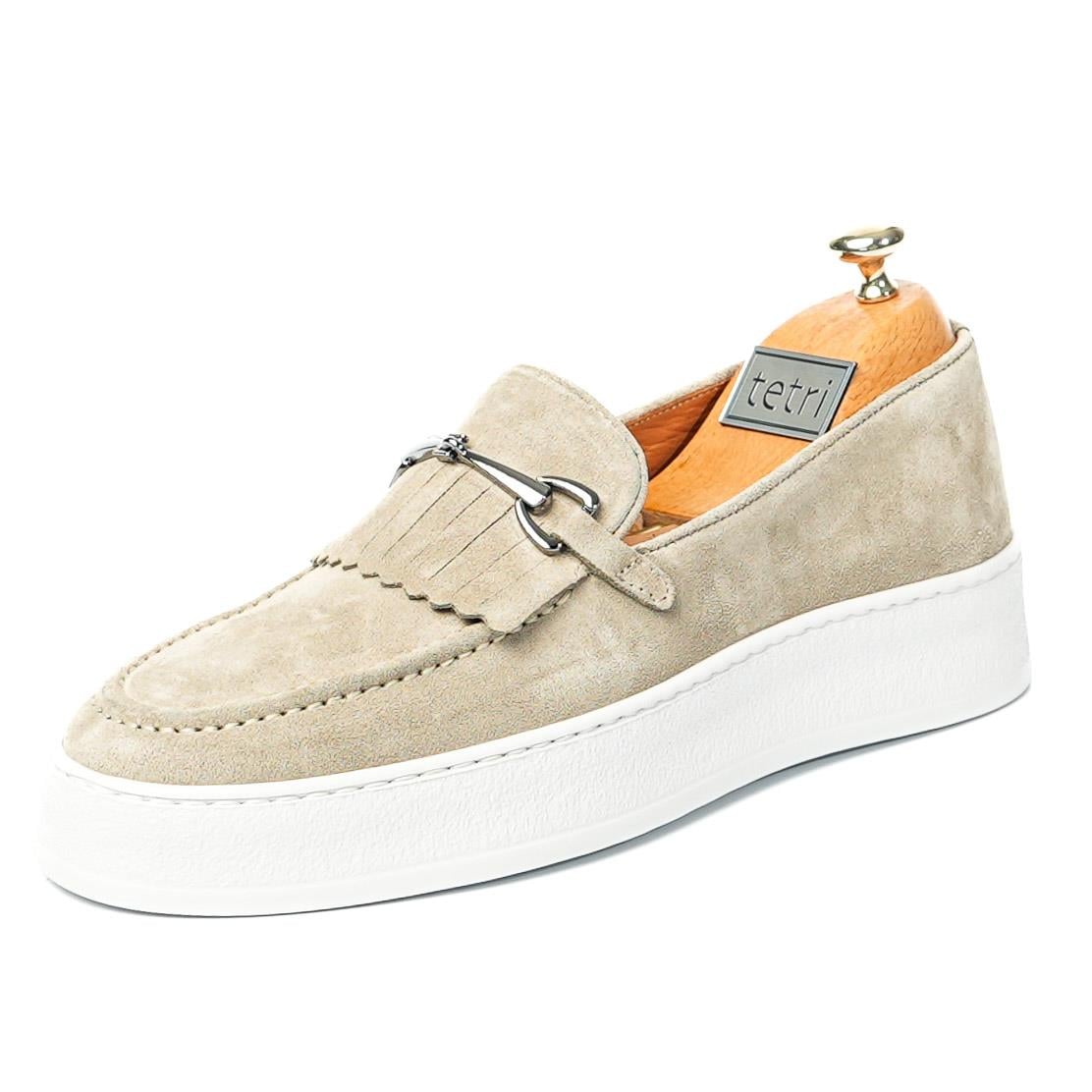 Hector Model Hakiki Deri El Yapımı Erkek Bej Loafer Ayakkabı