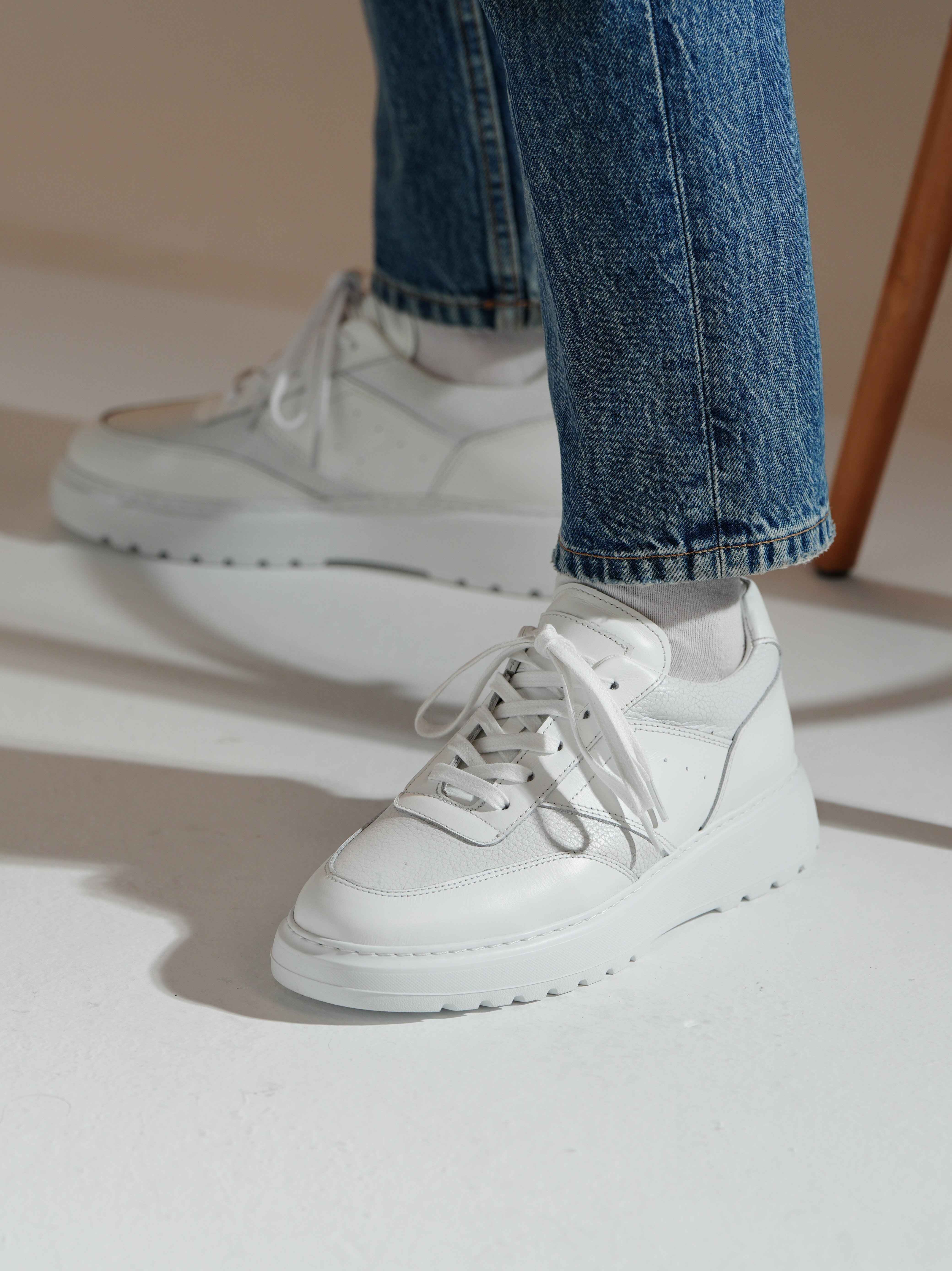 Jesse Model Hakiki Deri El Yapımı Beyaz Antik Deri Sneaker Ayakkabı