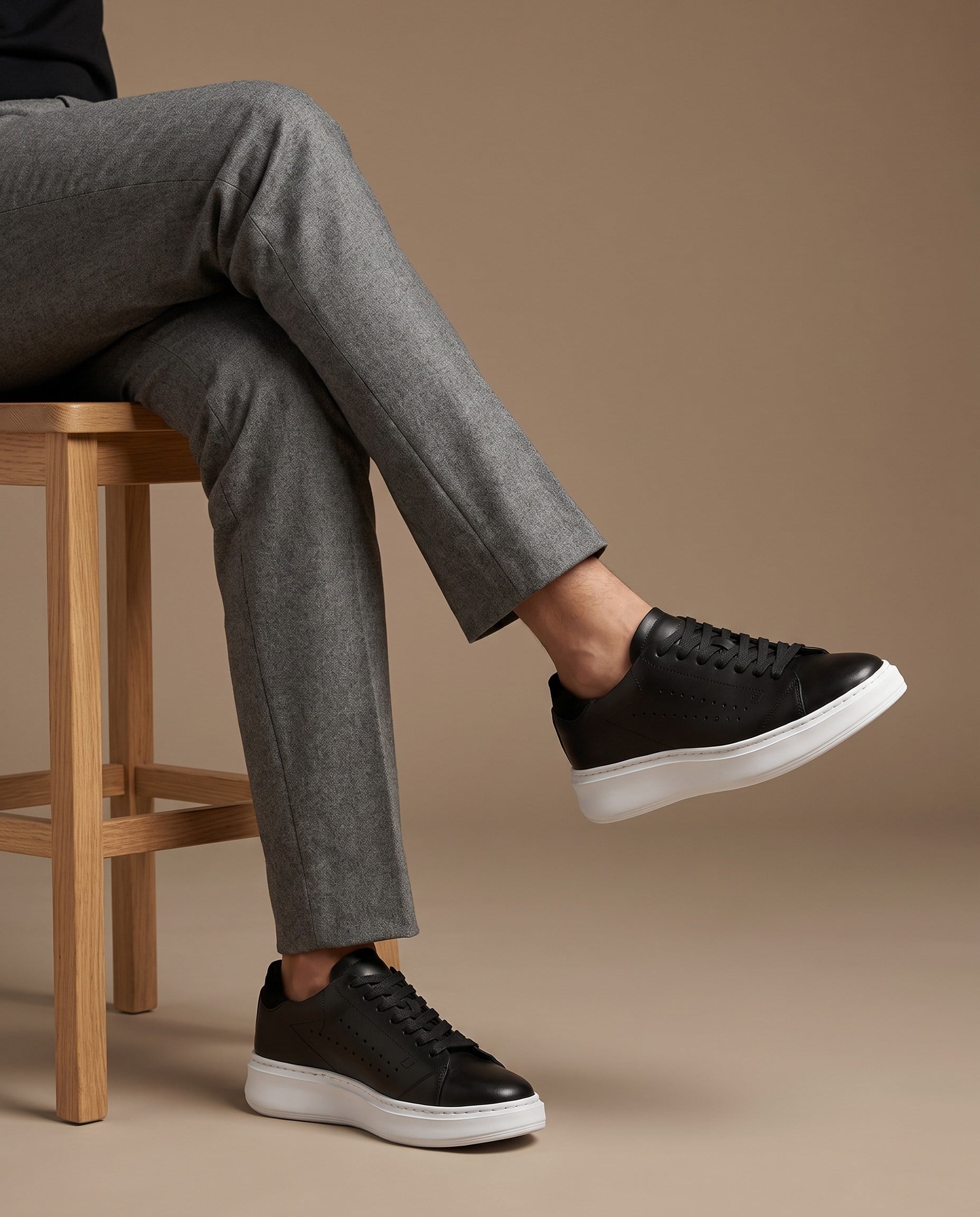 Johan Model Hakiki Deri El Yapımı Siyah Deri Sneaker Ayakkab