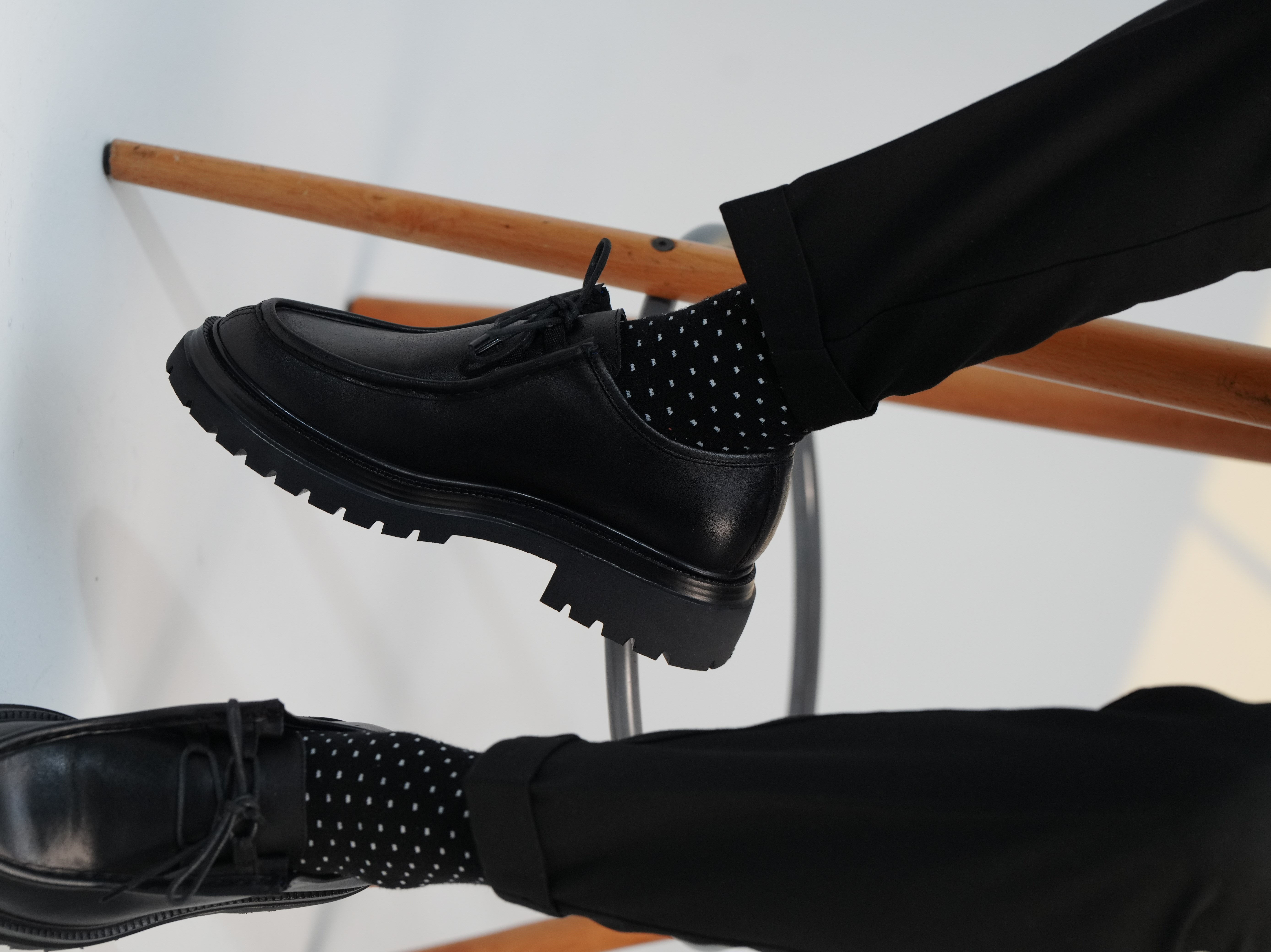 Ruby Model Hakiki Deri El Yapımı Siyah Antik Deri Casual Ayakkabı 