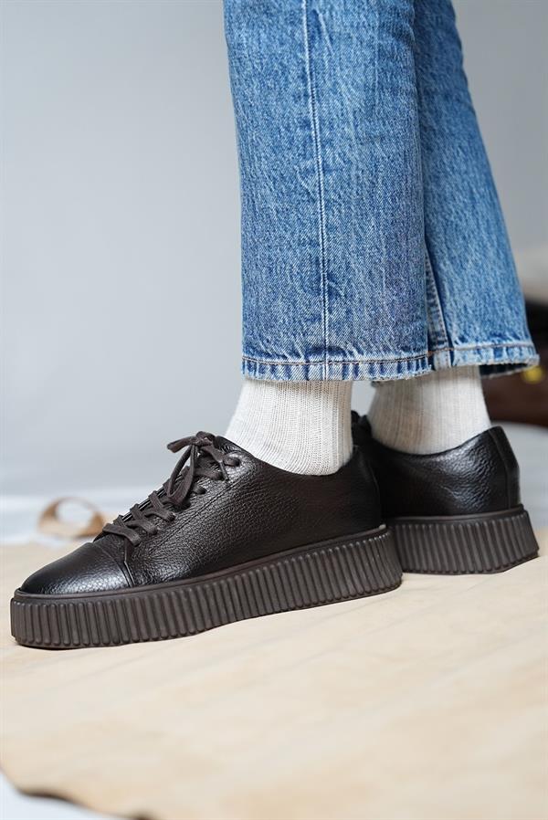 MONTRAX Model Gerçek Deri El Yapımı Erkek Siyah Sneakers Ayakkabı