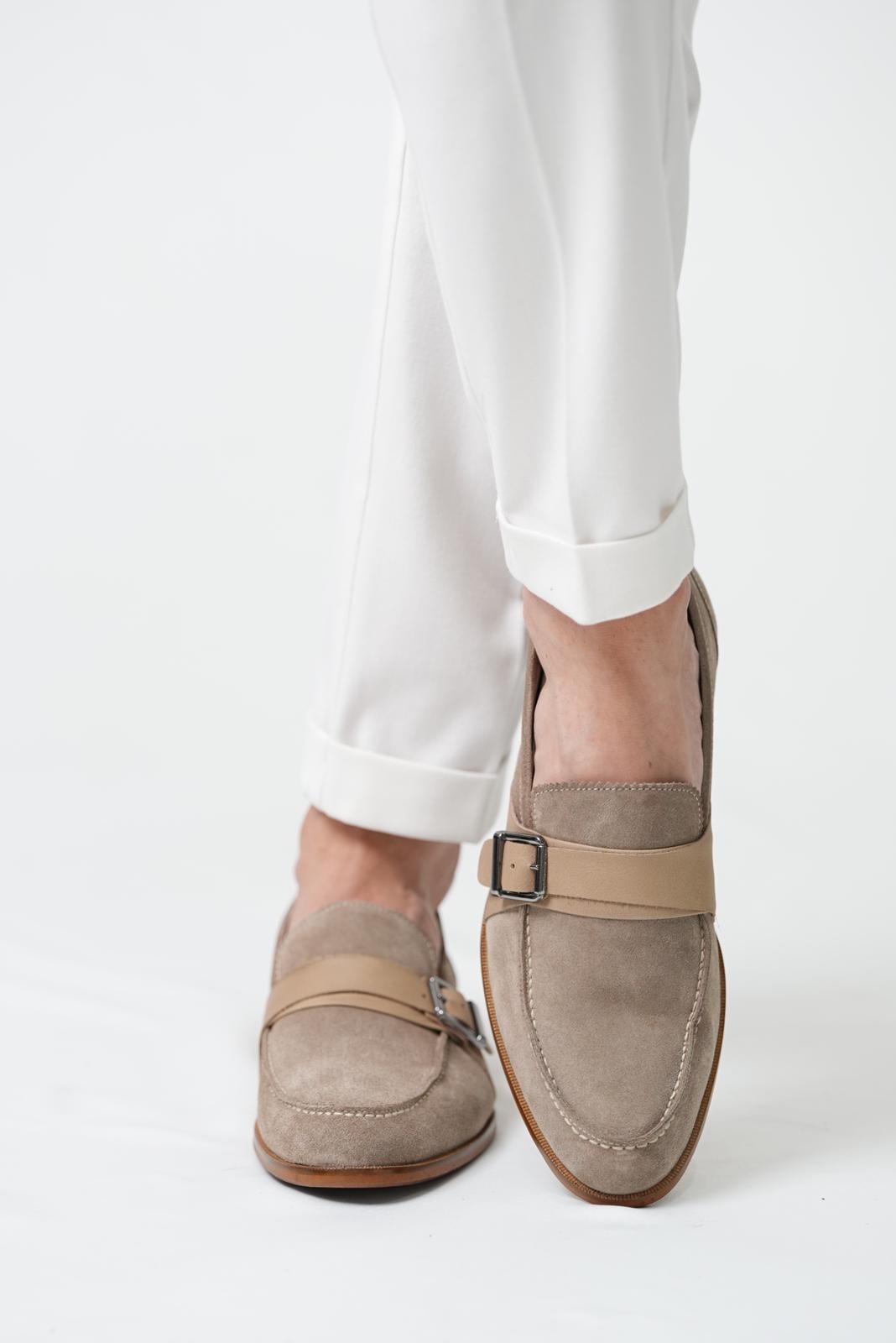 Chester Model Hakiki Deri El Yapımı Erkek Bej Süet Loafer Ayakkabı