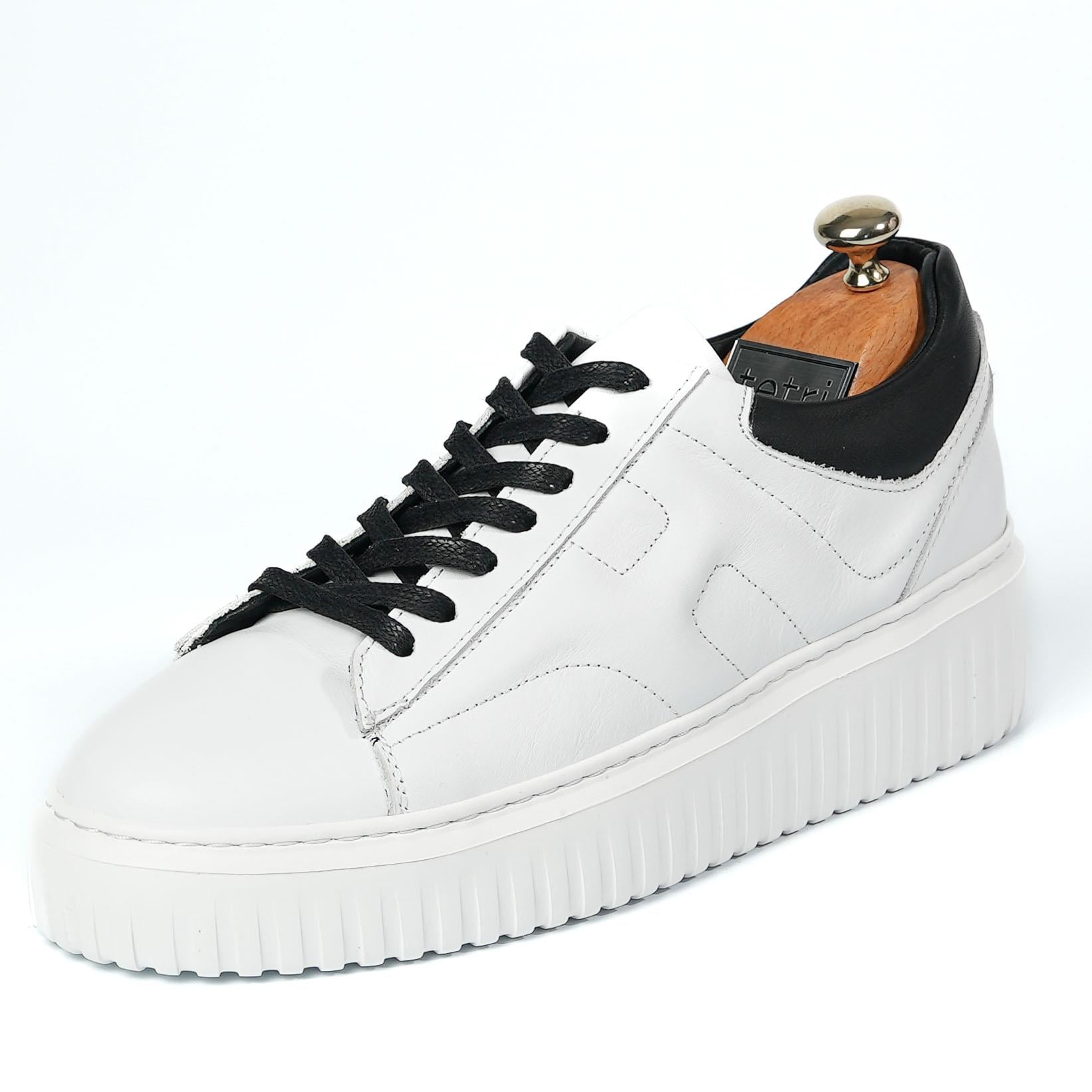 Dantes Model Hakiki Deri El Yapımı Erkek Beyaz Sneaker
