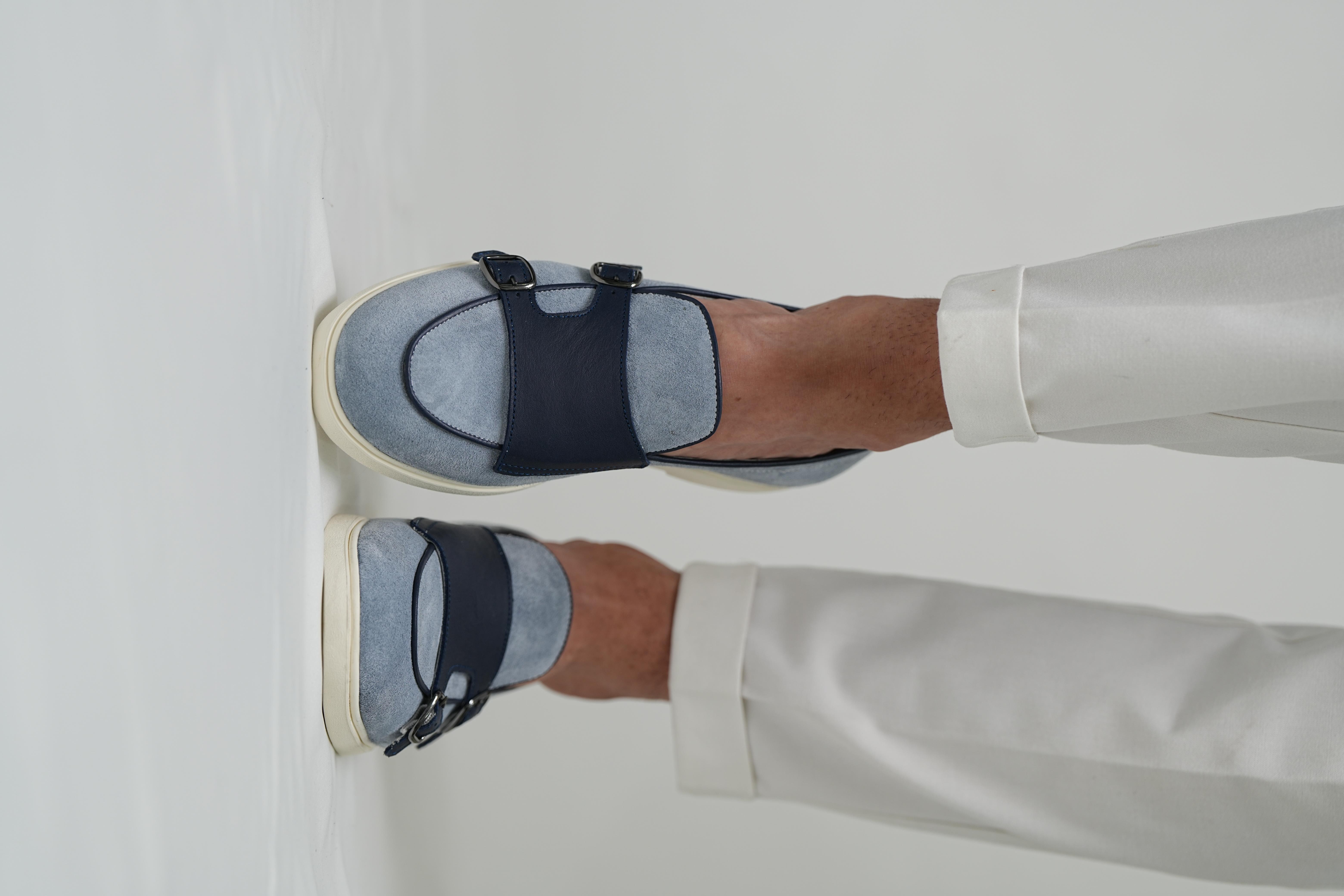 Duncan Model Hakiki Deri El Yapımı Erkek Lacivert Süet Deri Loafer Ayakkabı