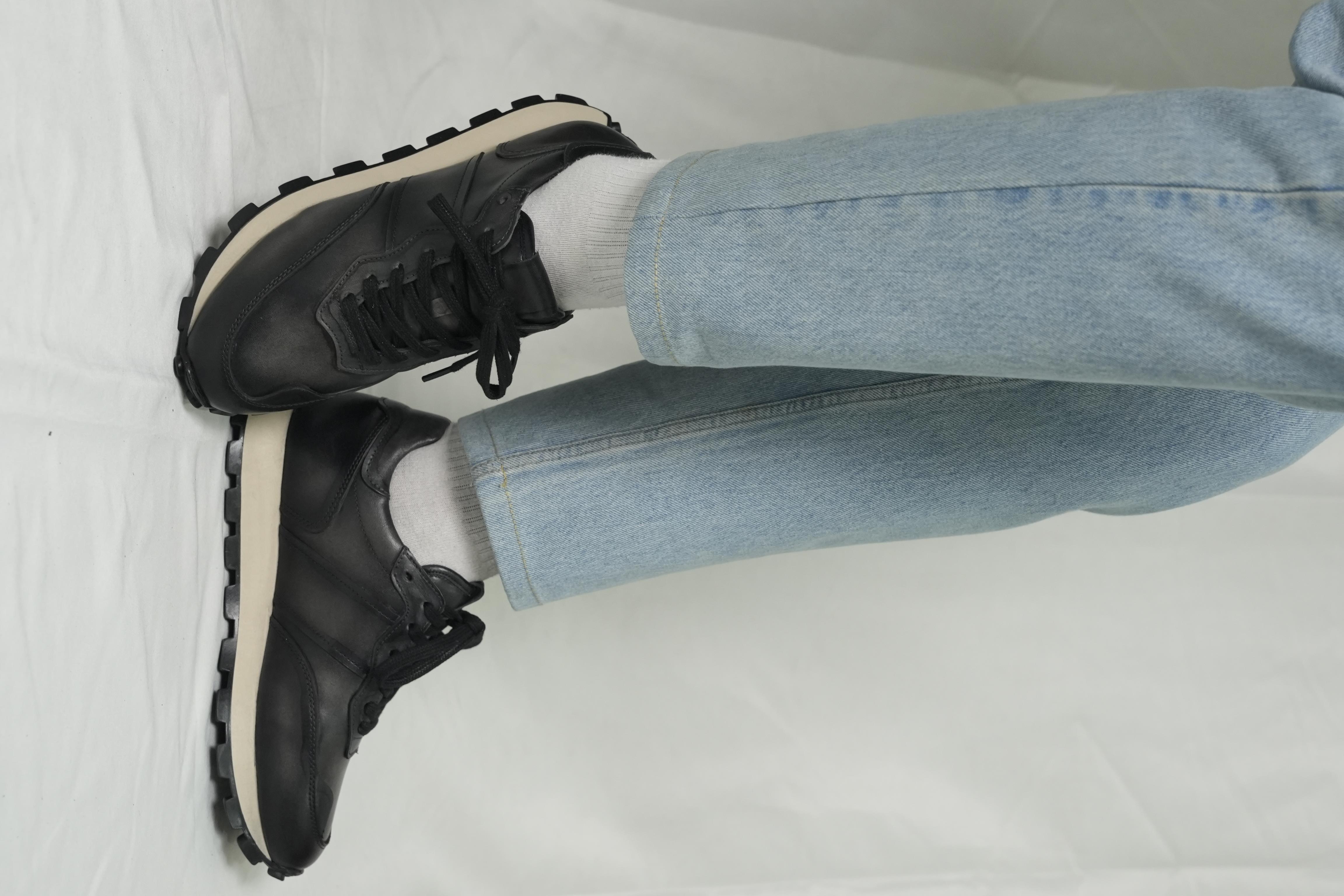 Dustin Model Hakiki Deri El Yapımı Siyah Sneaker Ayakkabı