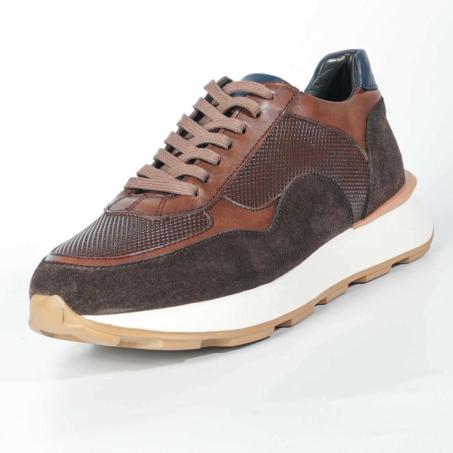 Edmond Model Hakiki Deri El Yapımı Erkek Kahverengi Sneaker