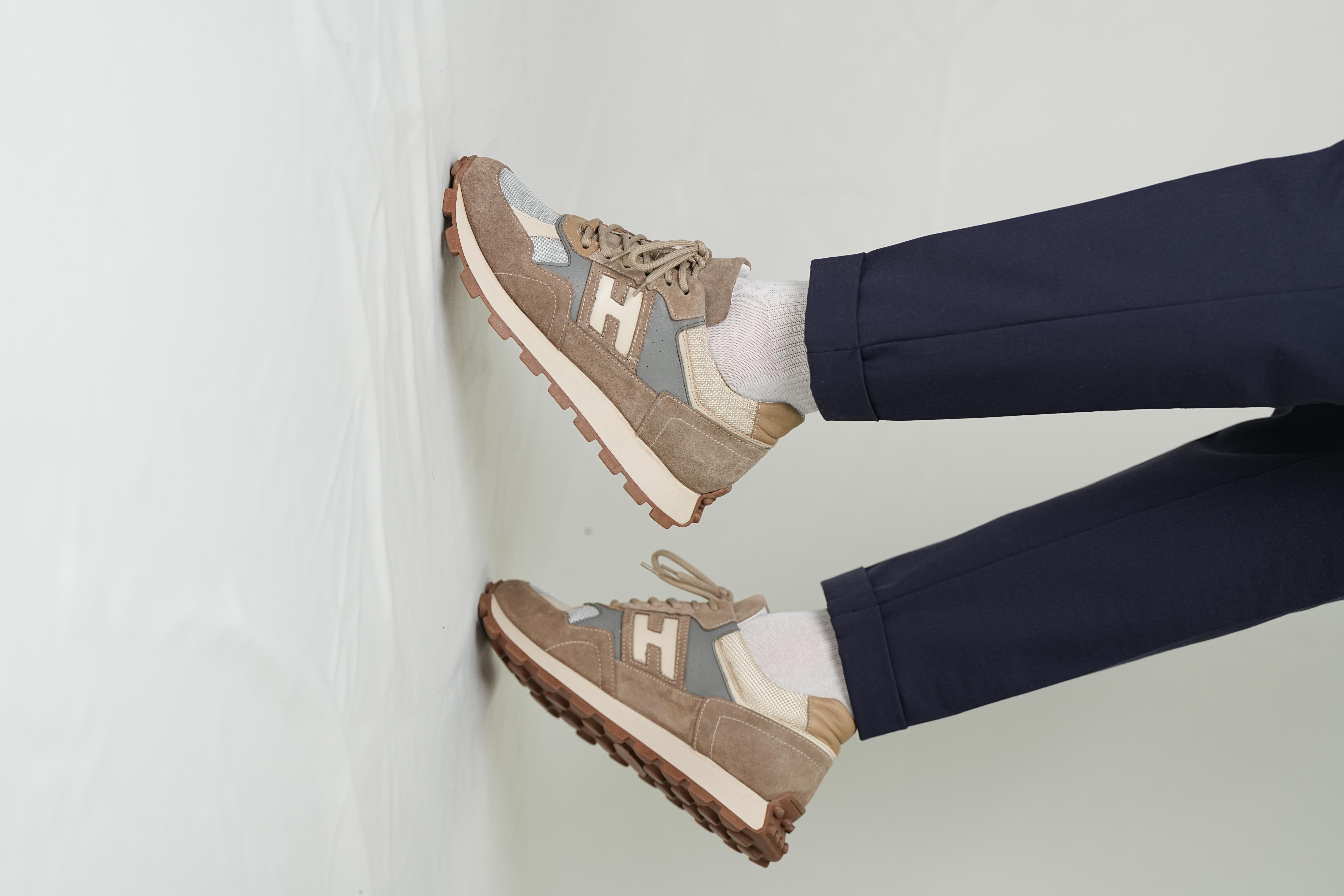 Flex Model Hakiki Deri El Yapımı Bej Erkek Sneaker Ayakkabı 