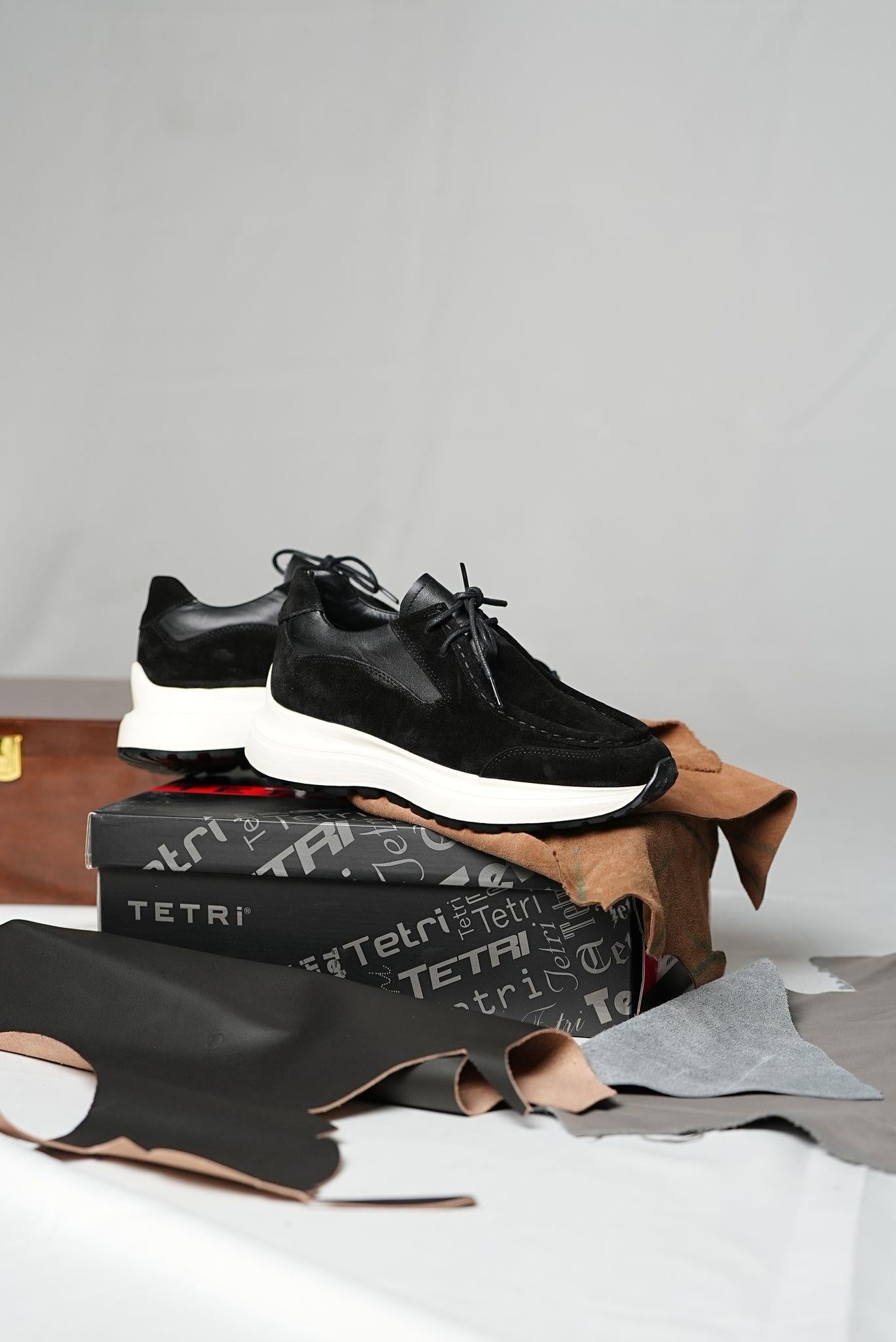 Juno Model Hakiki Deri El Yapımı Erkek Siyah Süet Casual Ayakkabı