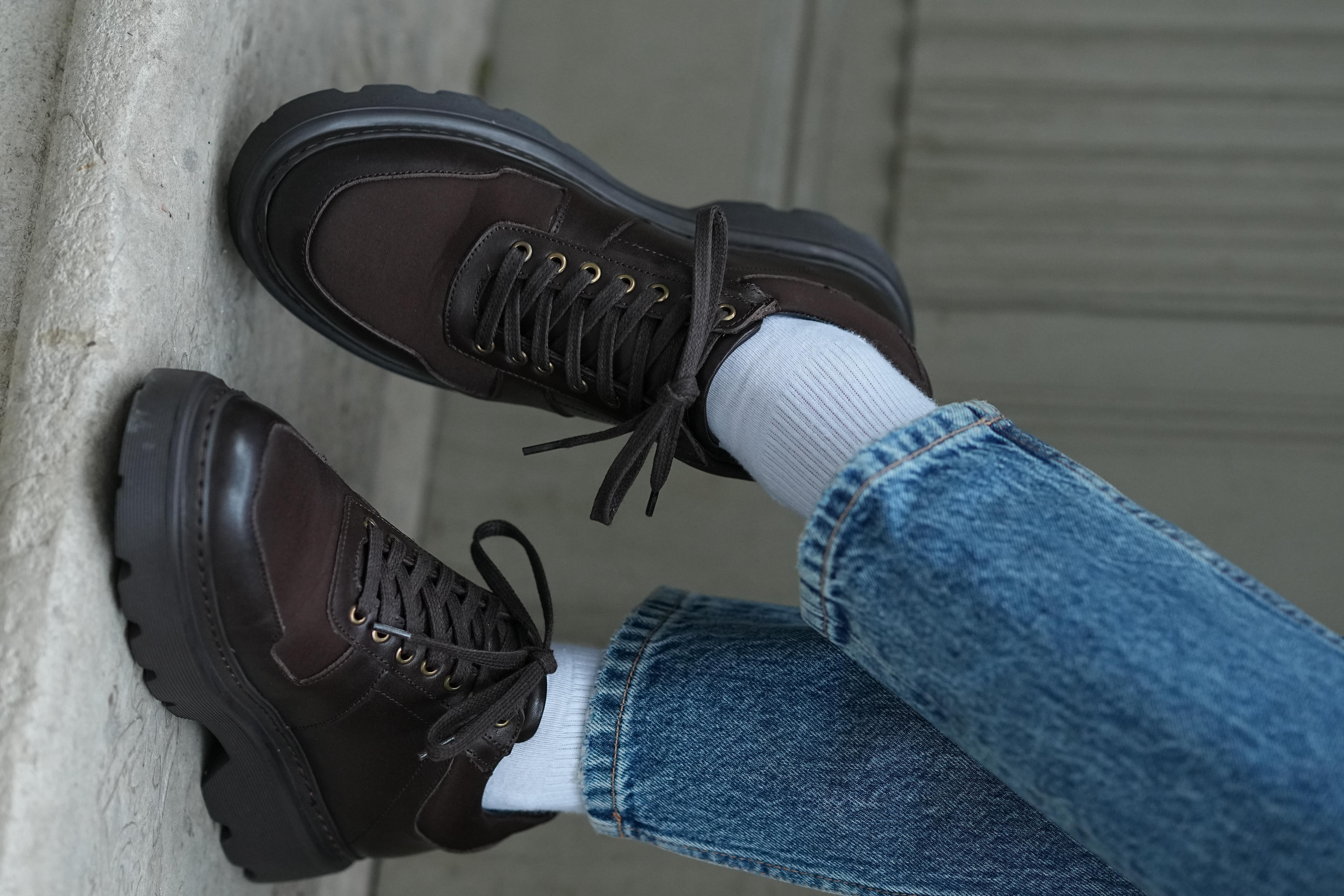 Nancy Model Hakiki Deri El Yapımı Kahverengi Sneaker Ayakkabı