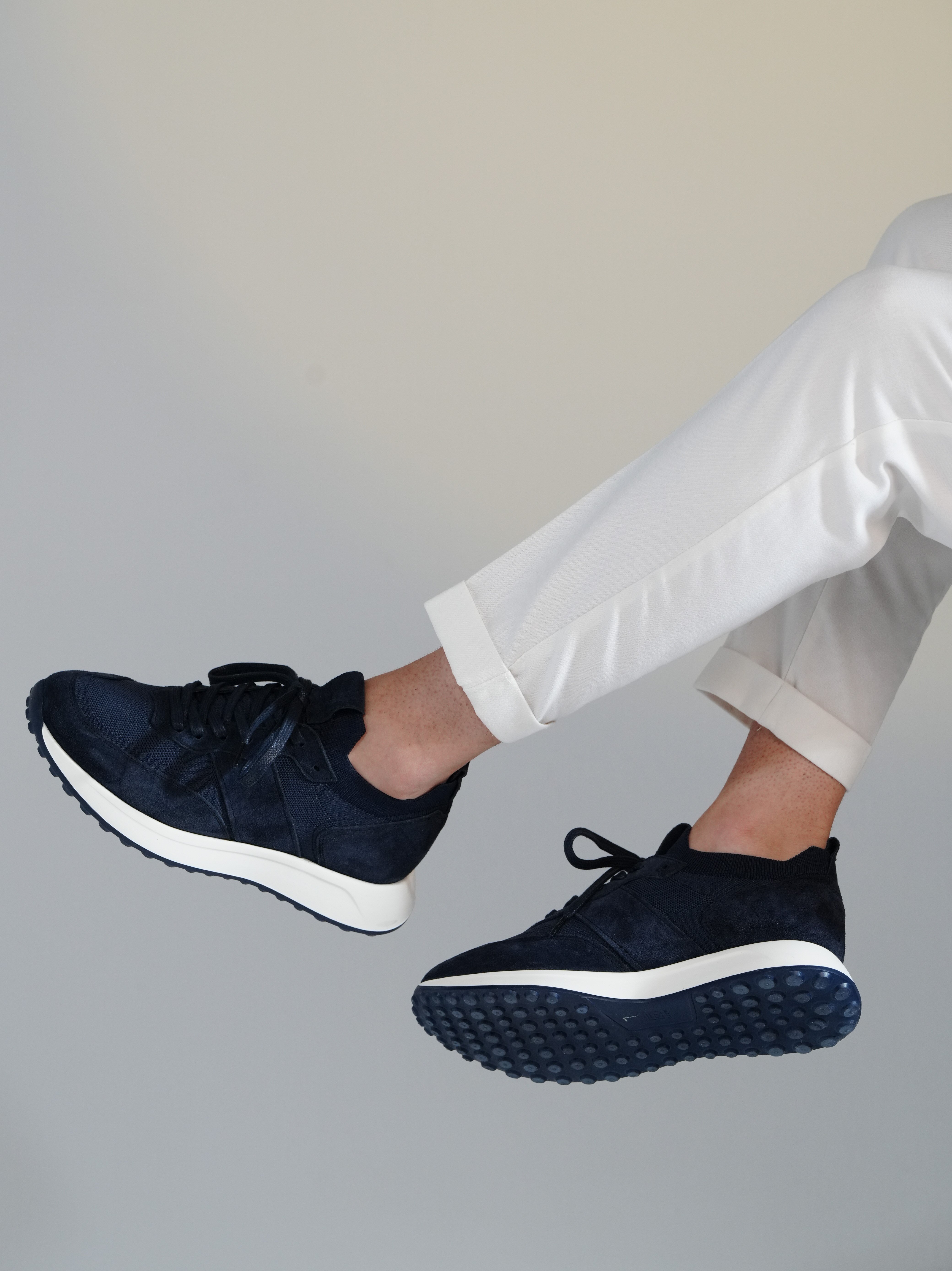 Sage Model Hakiki Deri El Yapımı Lacivert Triko Sneaker Ayakkabı