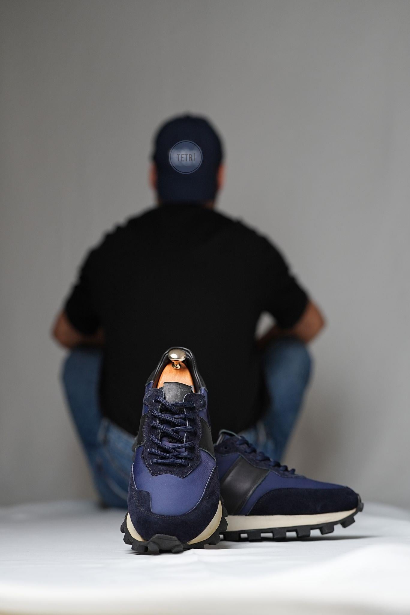 Sarasota Model Gerçek Deri El Yapımı Erkek Lacivert Sneaker Ayakkabı - Erkek Spor Ayakkabı