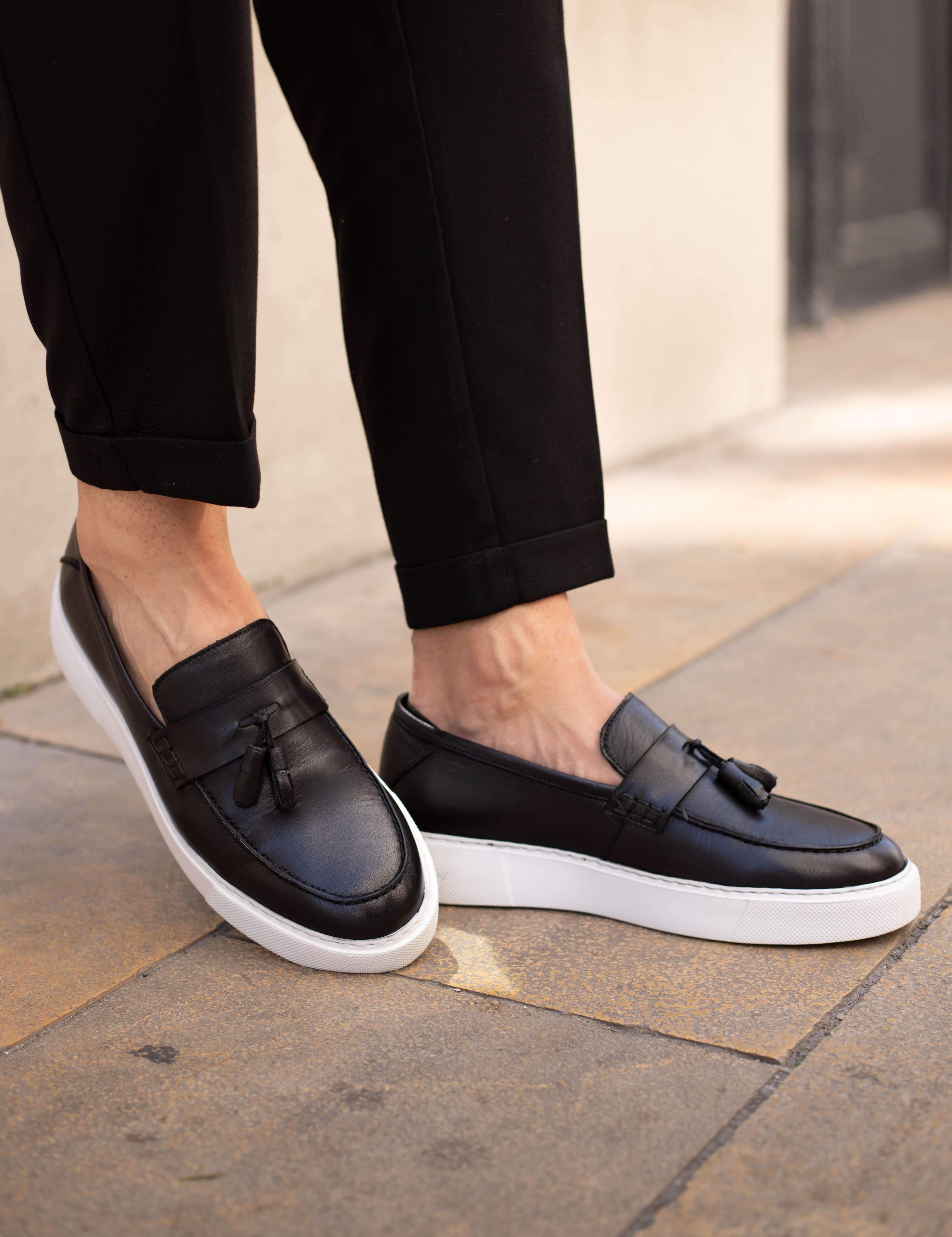 Seren Model Hakiki Deri El Yapımı Siyah Loafer Ayakkabı