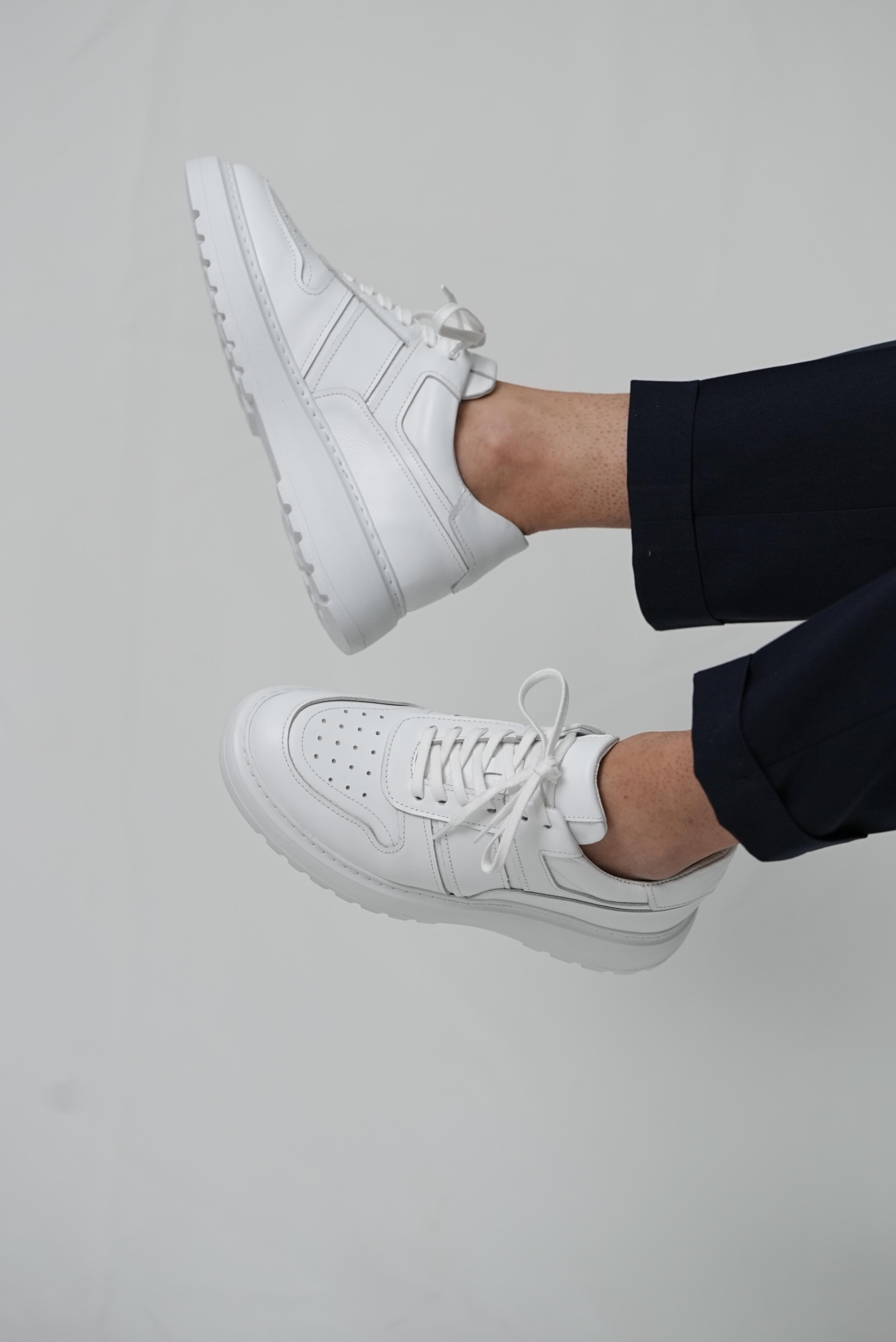 Strauss Model Hakiki Deri El Yapımı Erkek Beyaz Sneaker