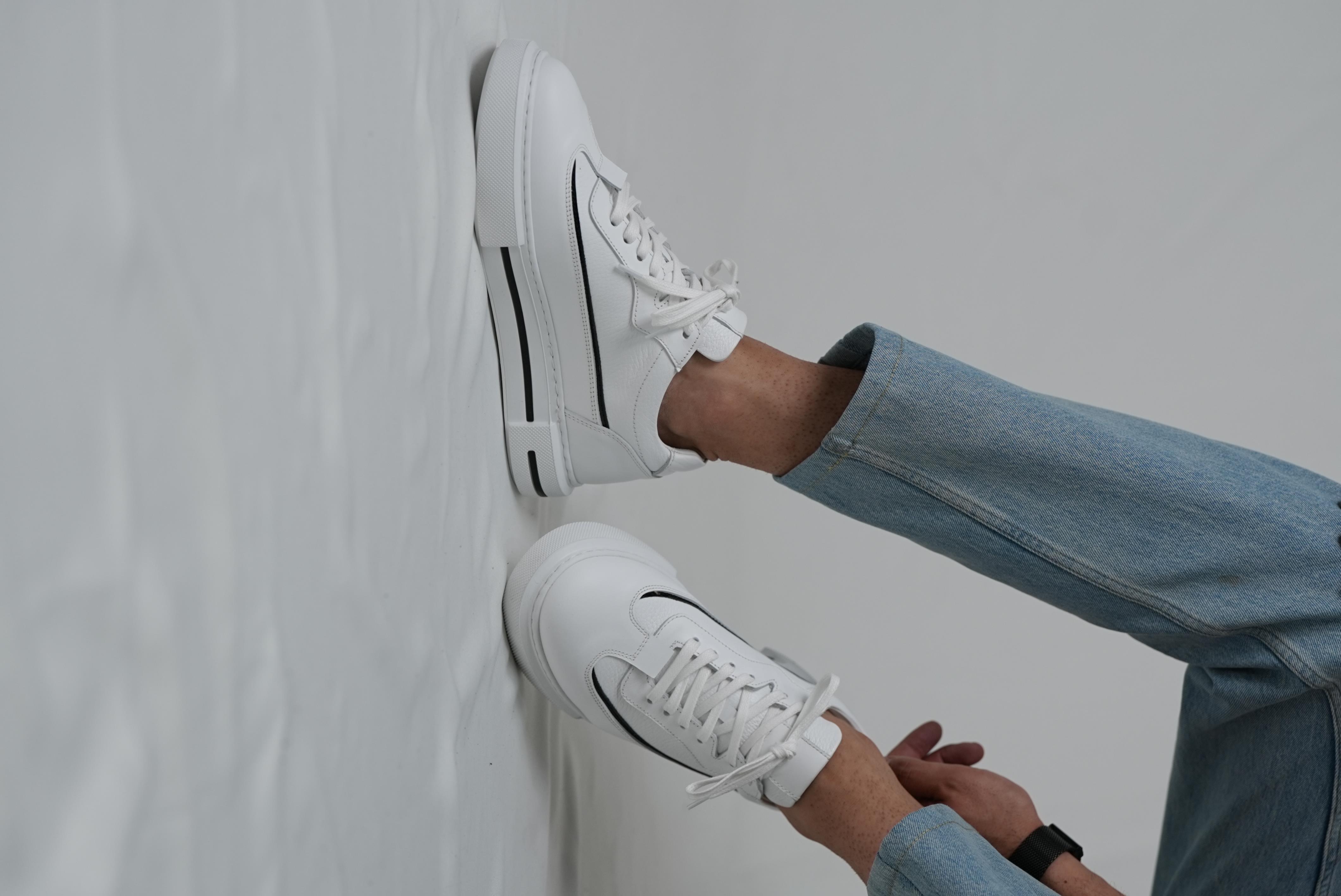 Terezza Model Hakiki Deri El Yapımı Erkek Beyaz Sneakers Ayakkabı