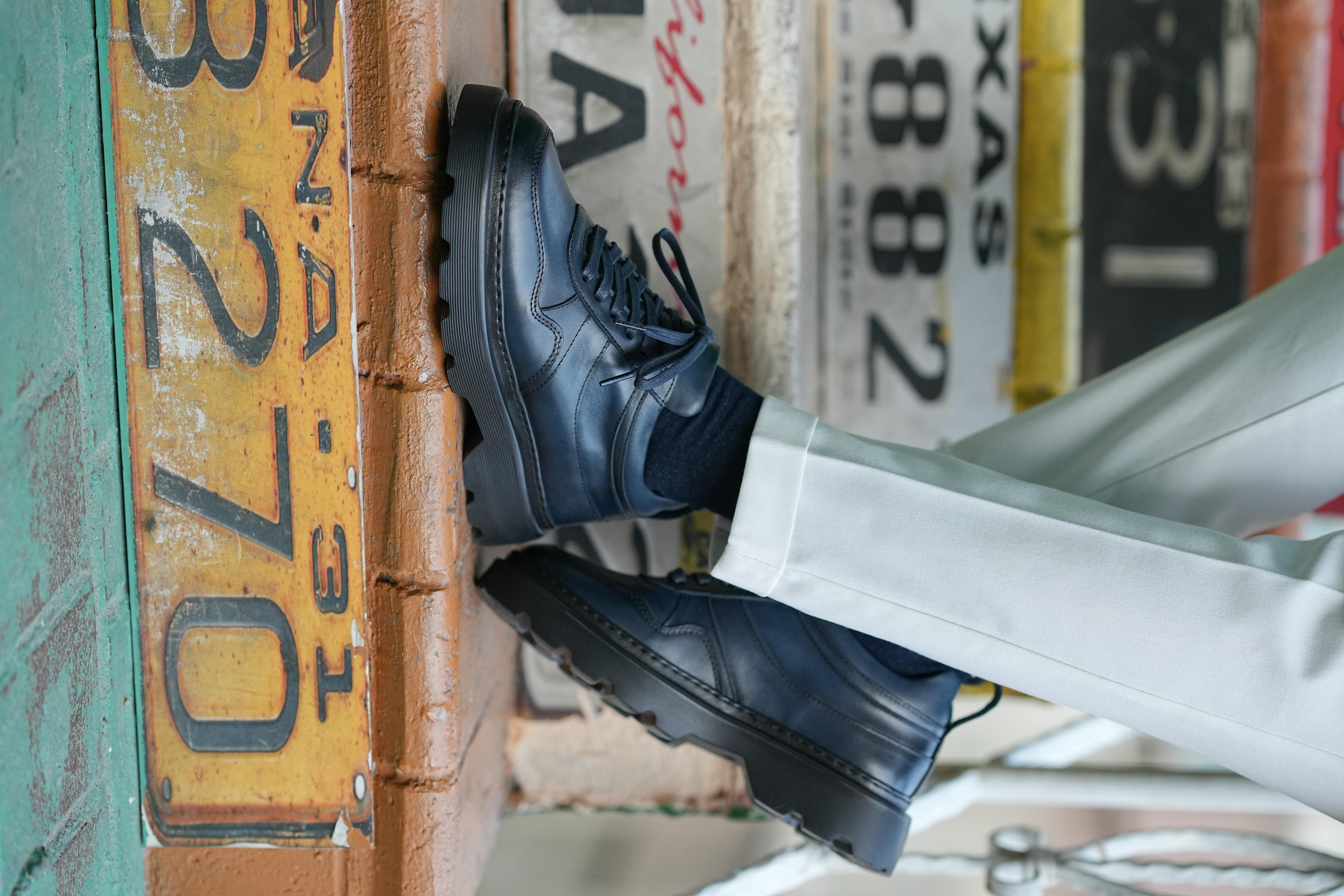 Thomas Model Hakiki Deri El Yapımı Lacivert Sneaker Ayakkabı 