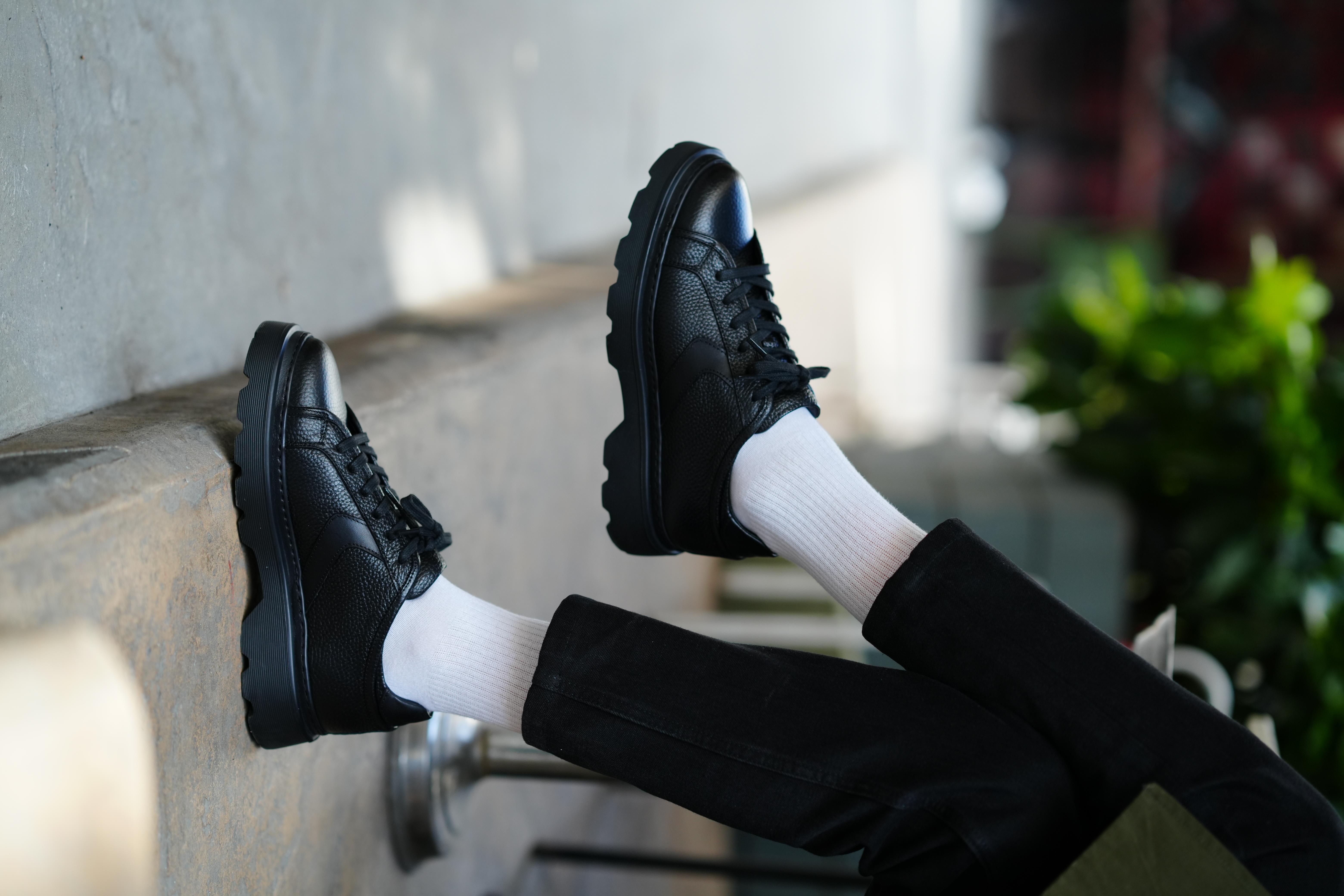 Tyler Model Hakiki Deri El Yapımı Siyah Sneaker Ayakkabı