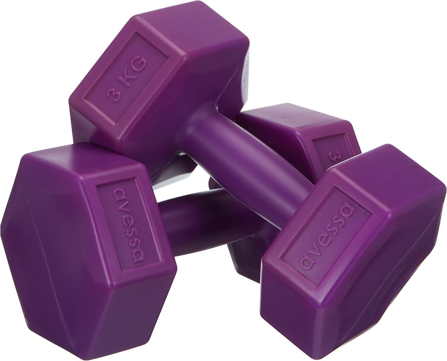 Avessa 3 kg Plastik Dambıl Set Toplam 6 kg Mor