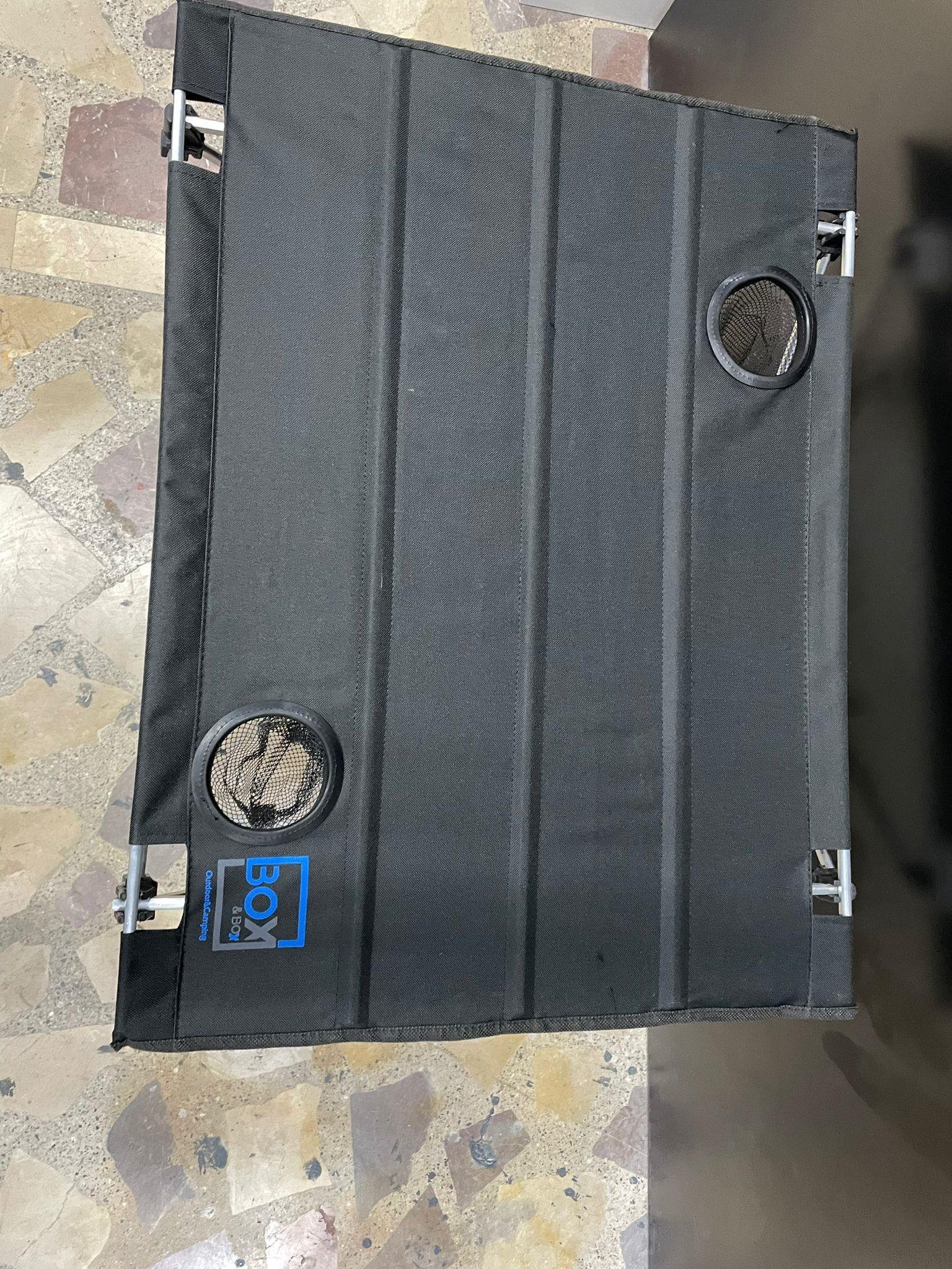Box&Box Katlanabilir Kumaş Kamp ve Piknik Masası, 2 Bardak Gözlü Geniş 73 x 55 x 48 cm Siyah