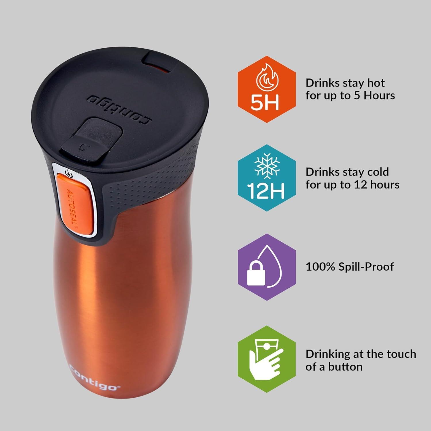 Contigo Westloop Autoseal Termos Bardak 470 ml, Turuncu