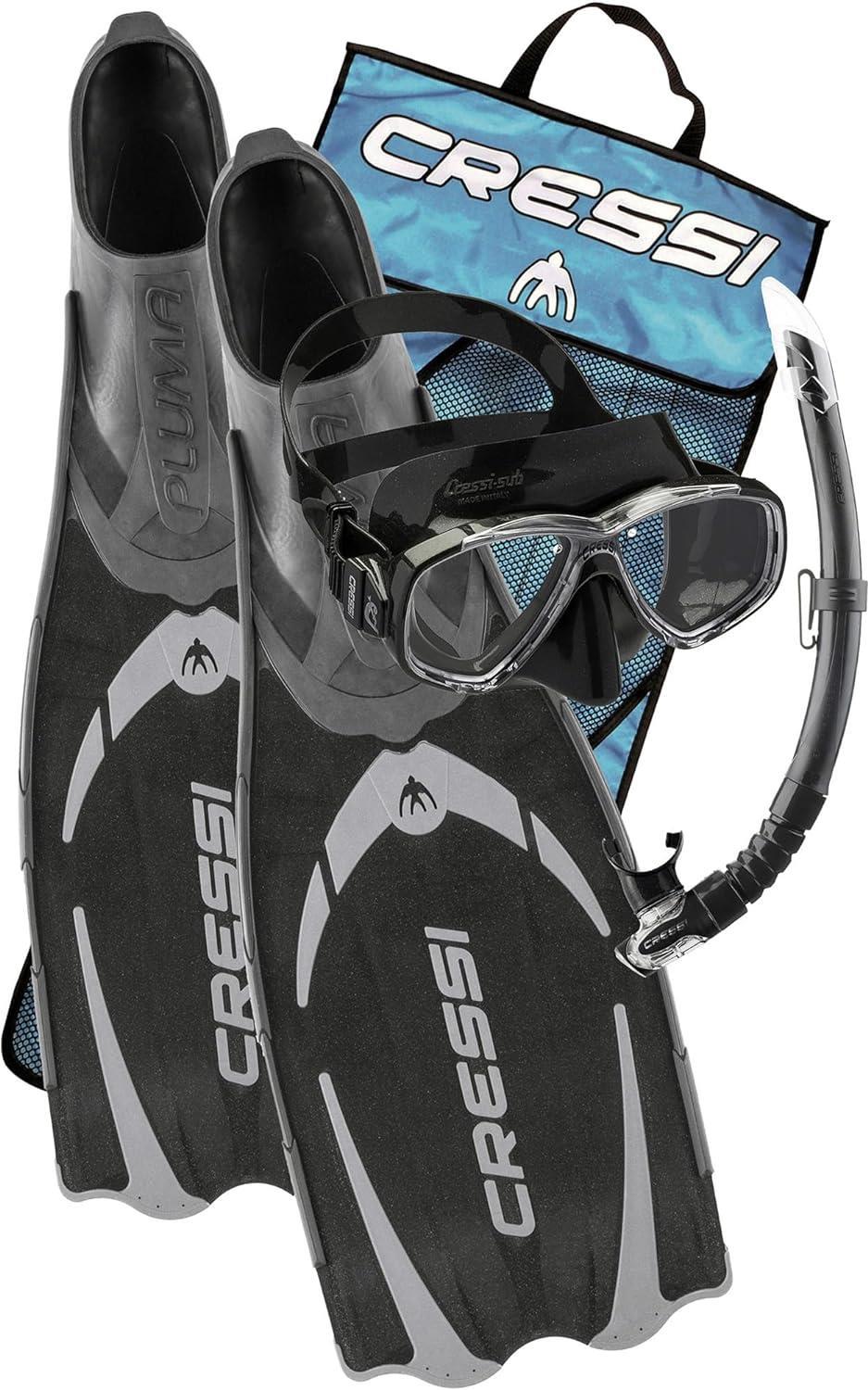 Cressi Pluma Serbest Dalış ve Tüplü Dalış seti Set Siyah(Dark) 45-46