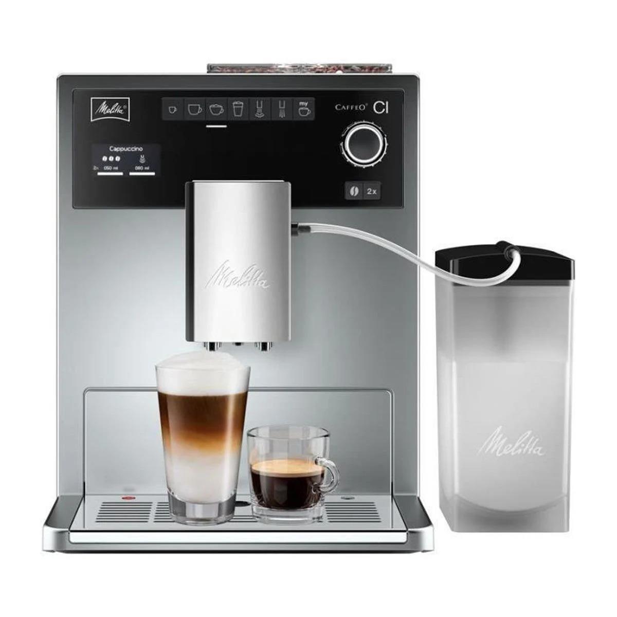 Melitta Caffeo CI Süt Hazneli Tam Otomatik Kahve Makinesi, Paslanmaz Çelik, 1500W, Gümüş