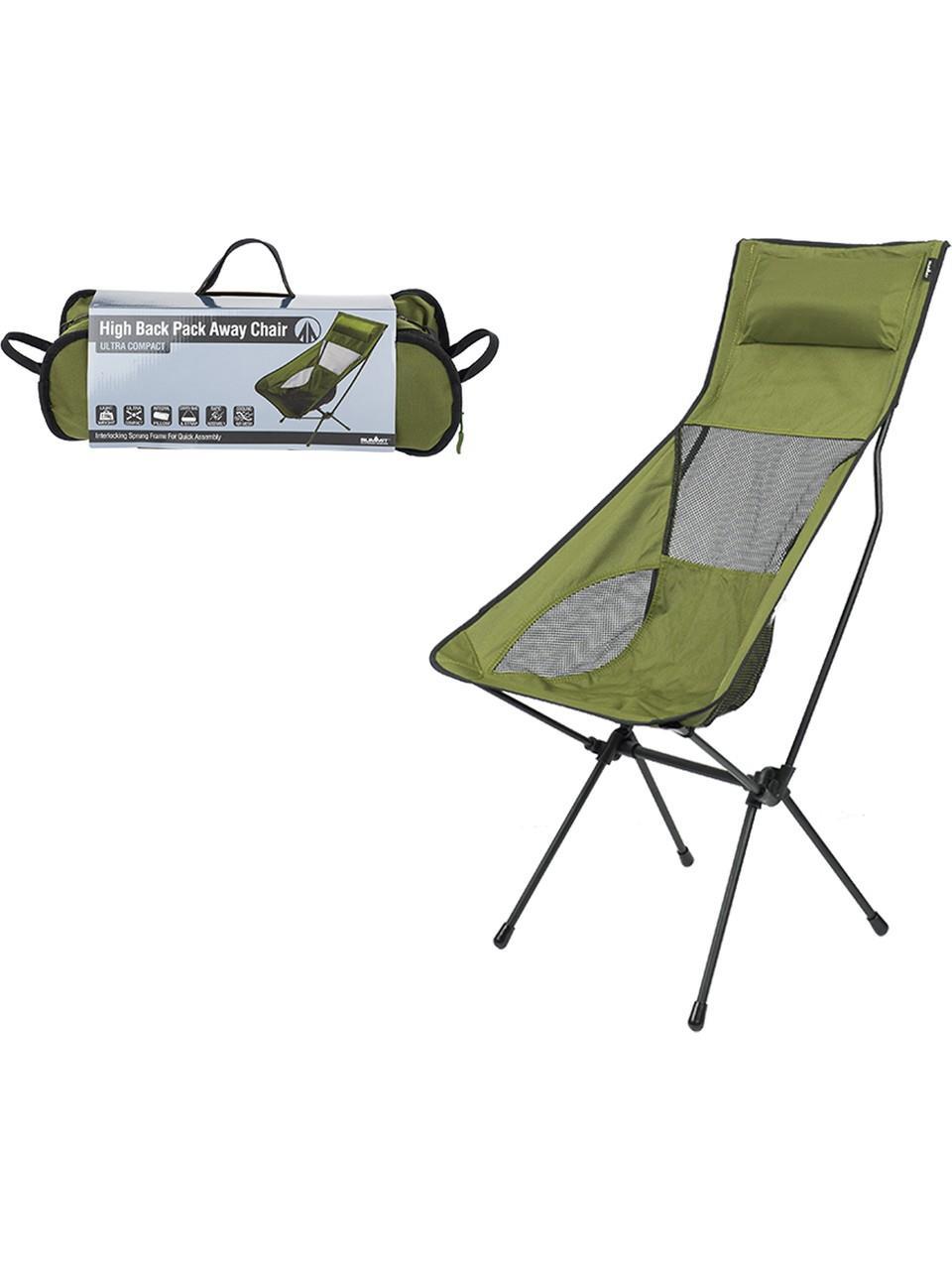 Summit High Back Pack Away Chair Grey Ultra Light Kamp Sandalyesi Green