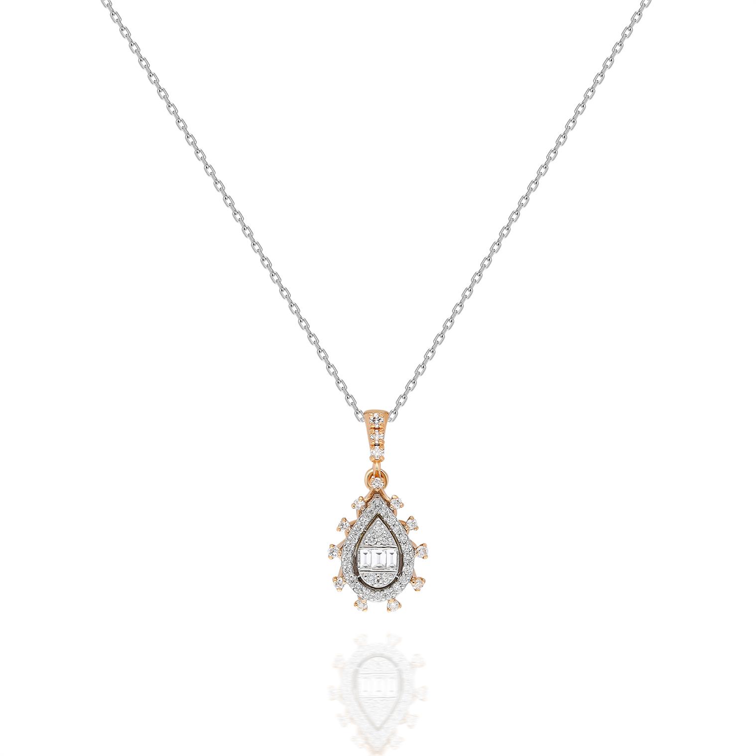 0,25 Karat Baget Pırlanta Kolye