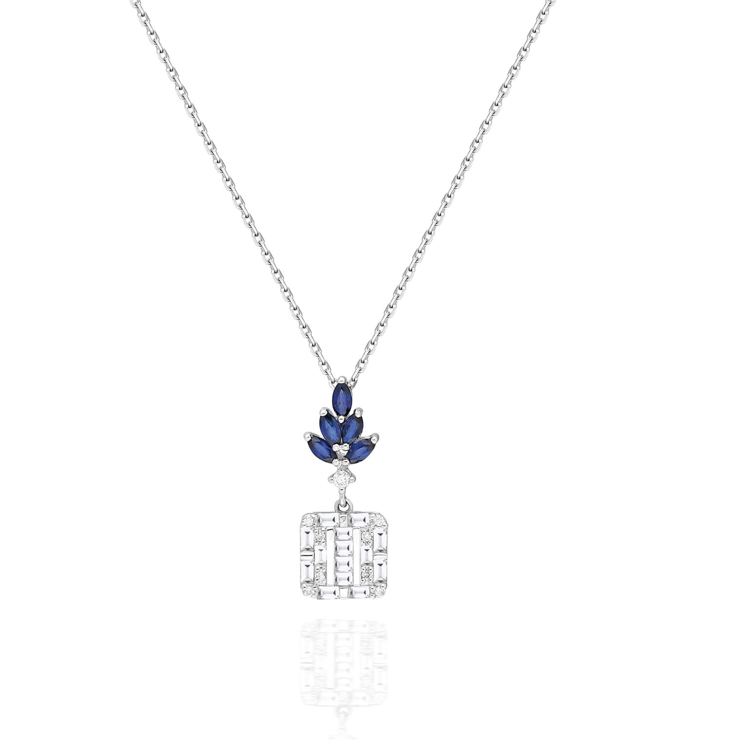 0,77 Karat Safir Pırlanta Kolye